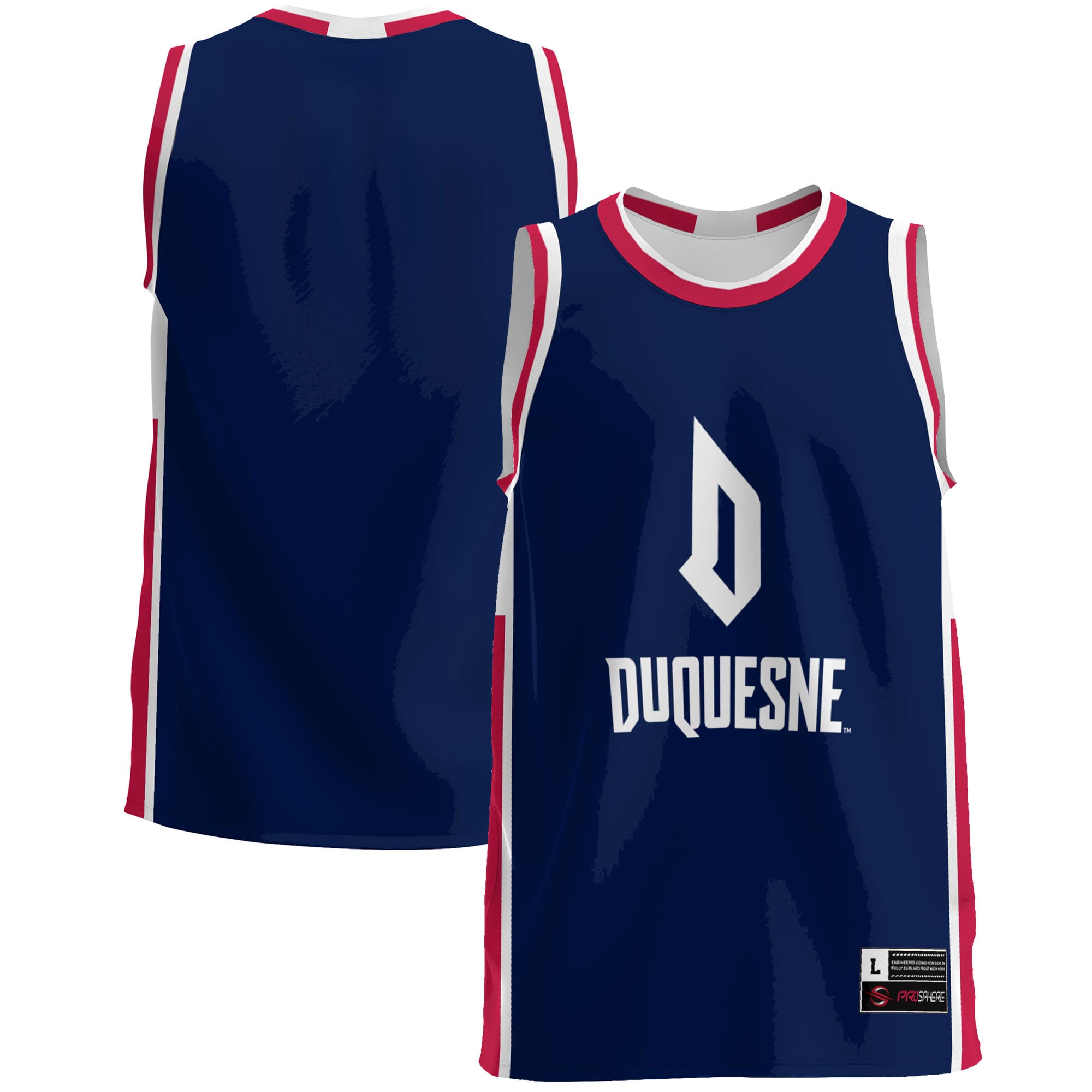 Duquesne Dukes Lightweight Basketball Jersey Blue - front and back view