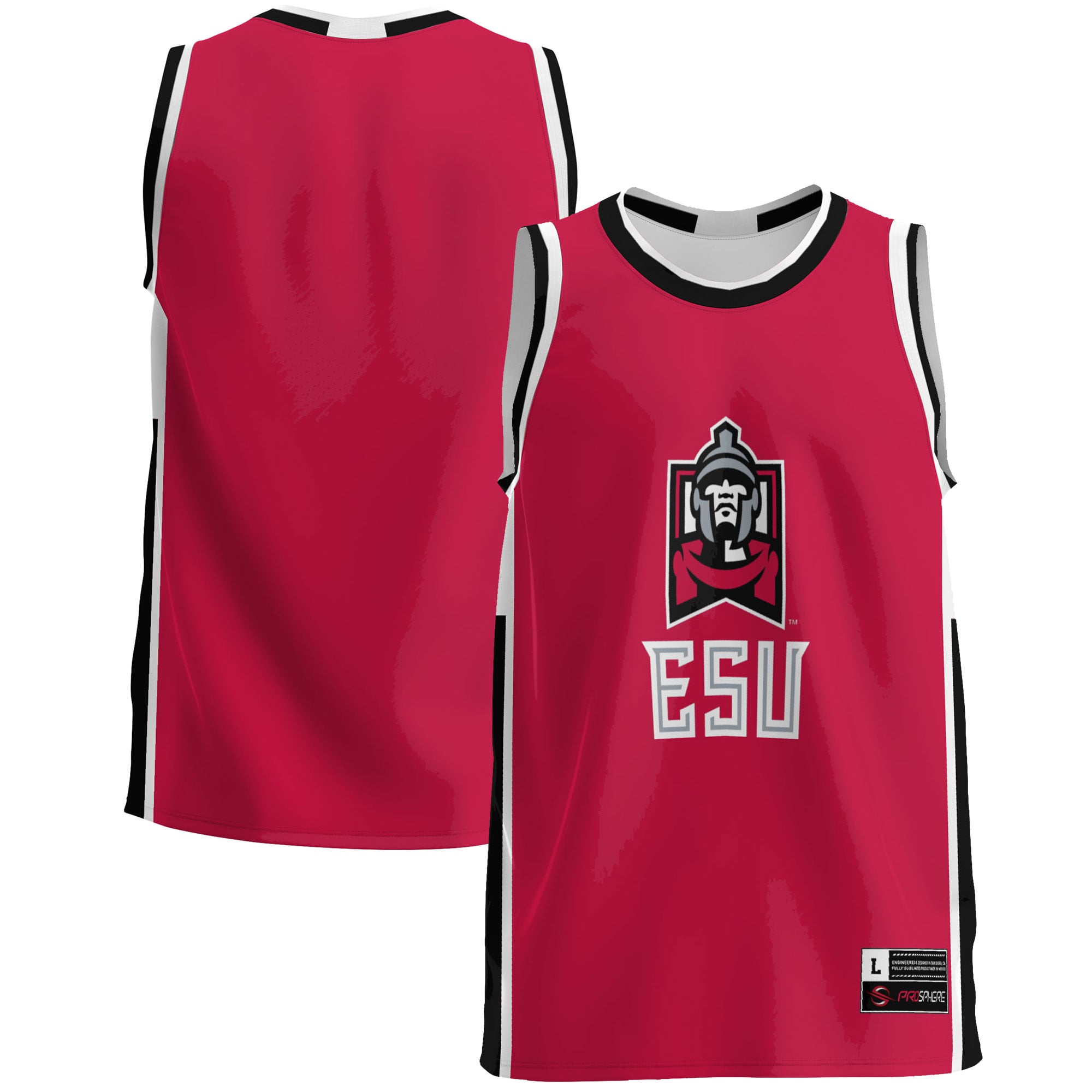 East Stroudsburg Warriors Lightweight Basketball Jersey Red - front and back view
