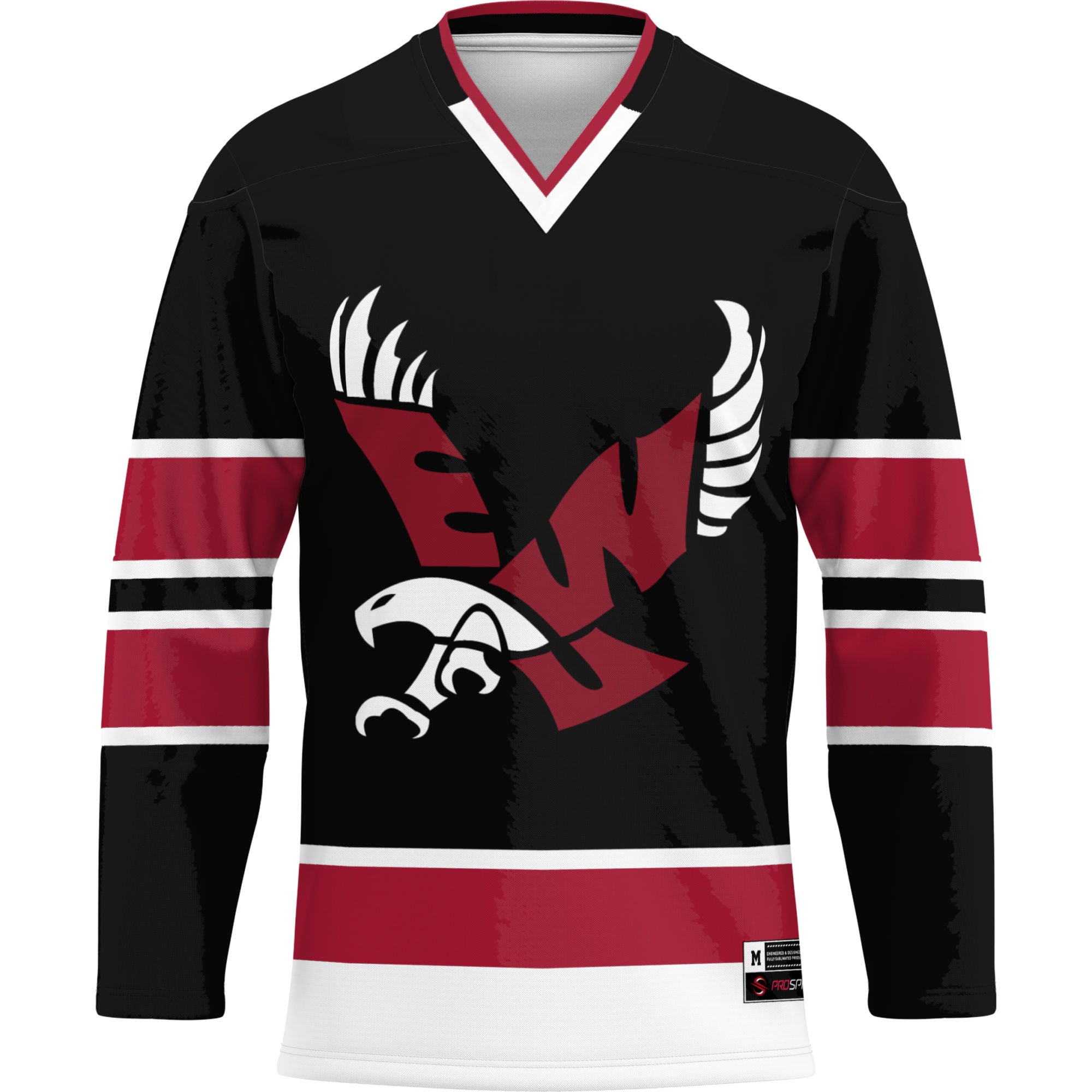 Eastern Washington Eagles Hockey Jersey Black - front view