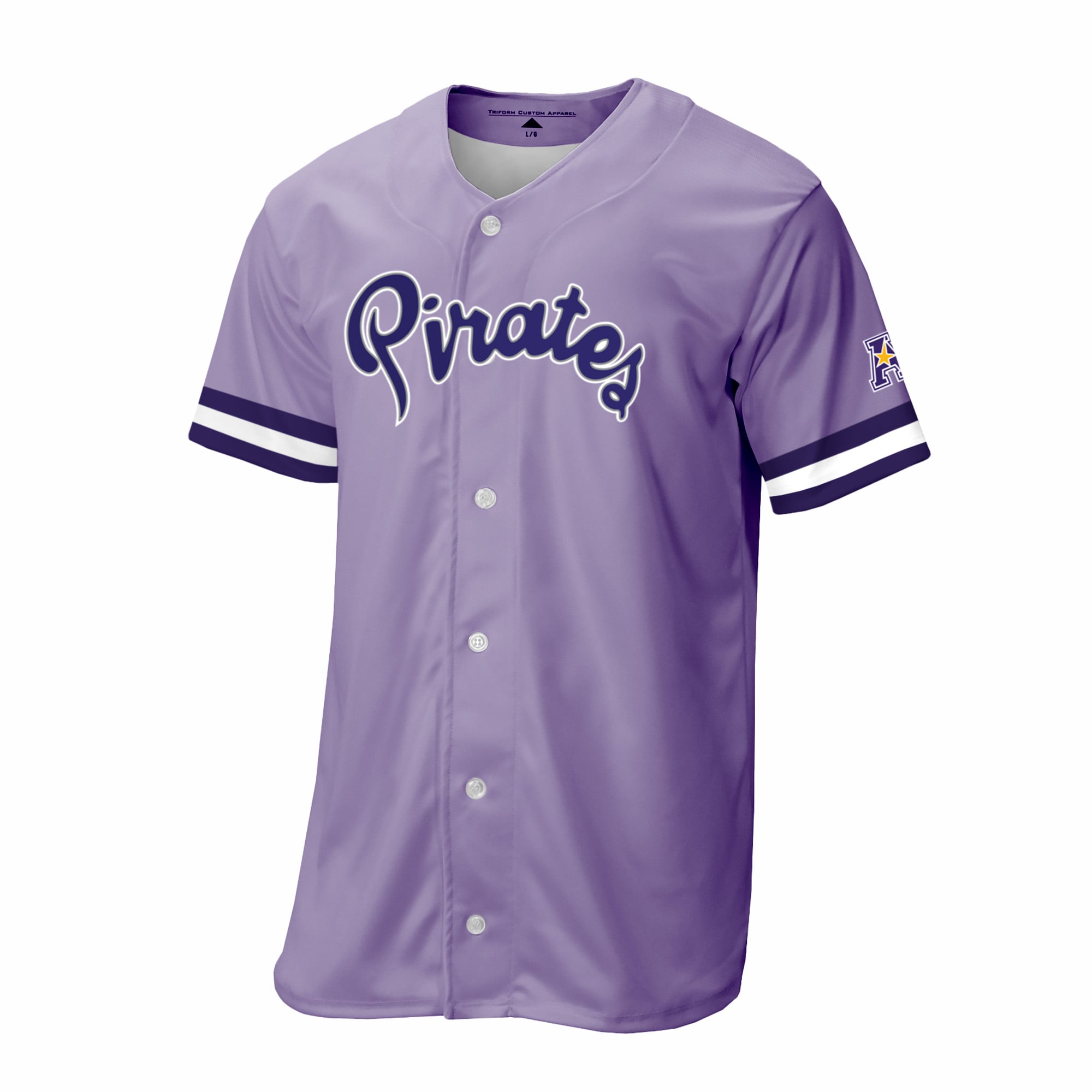 ECU Pirates Baseball Jersey Purple - front view
