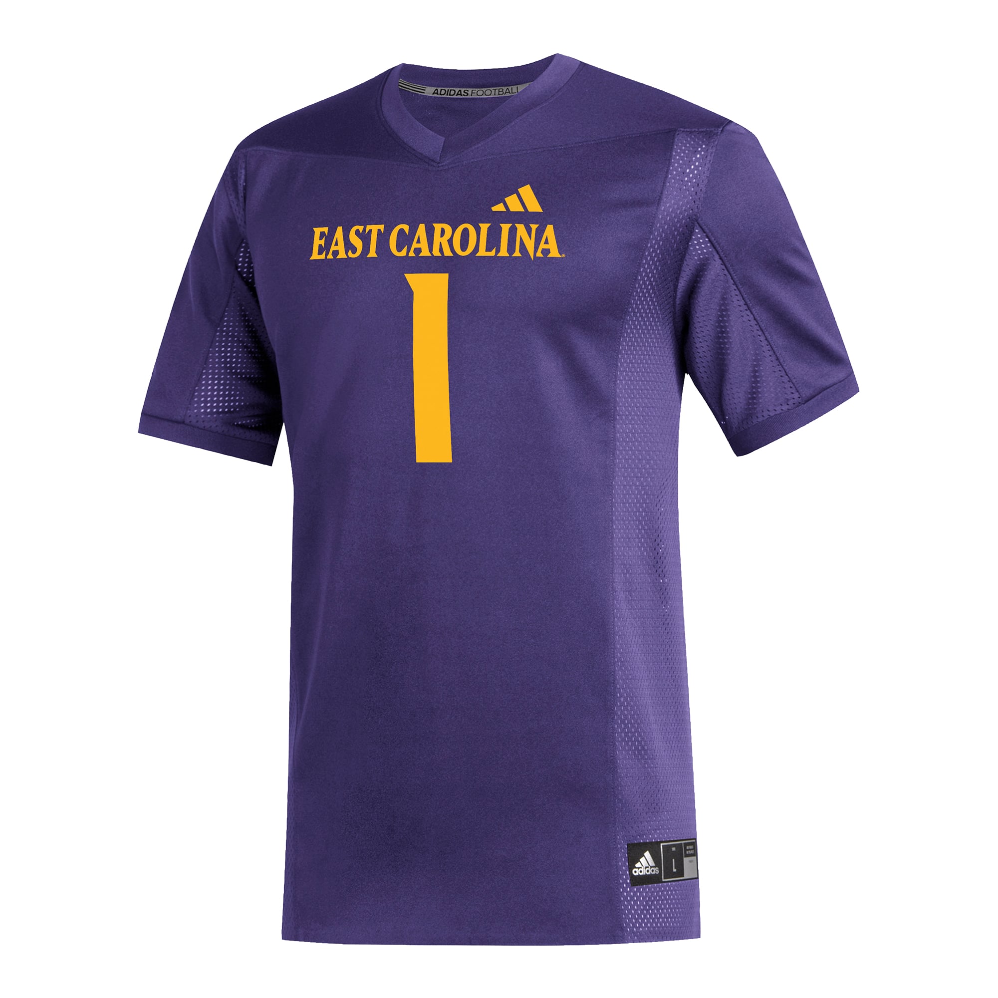 #1 ECU Pirates Football Jersey Purple - front view