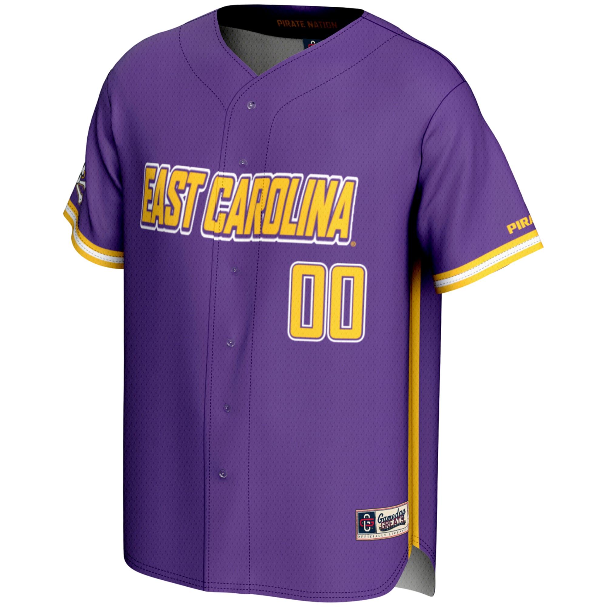 ECU Pirates Lightweight Baseball Jersey Purple - front view