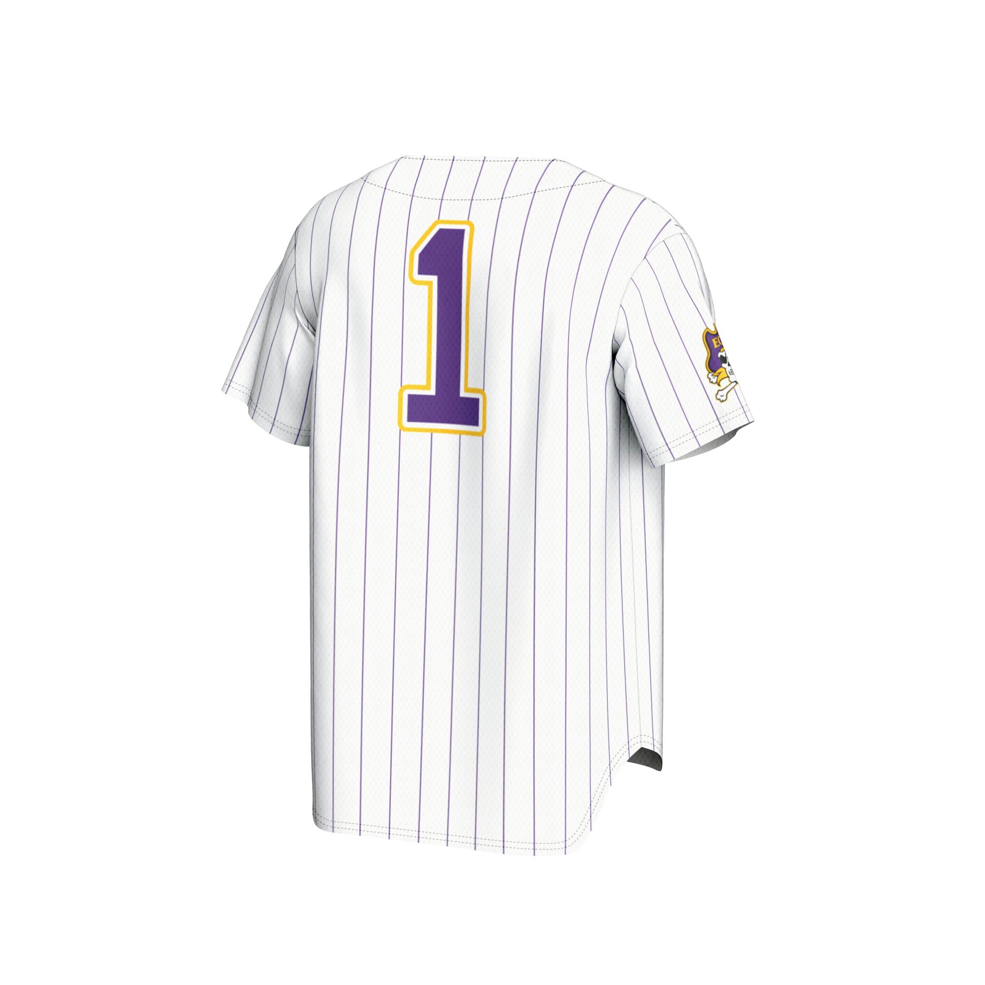 #1 ECU Pirates Lightweight Baseball Jersey White - back view
