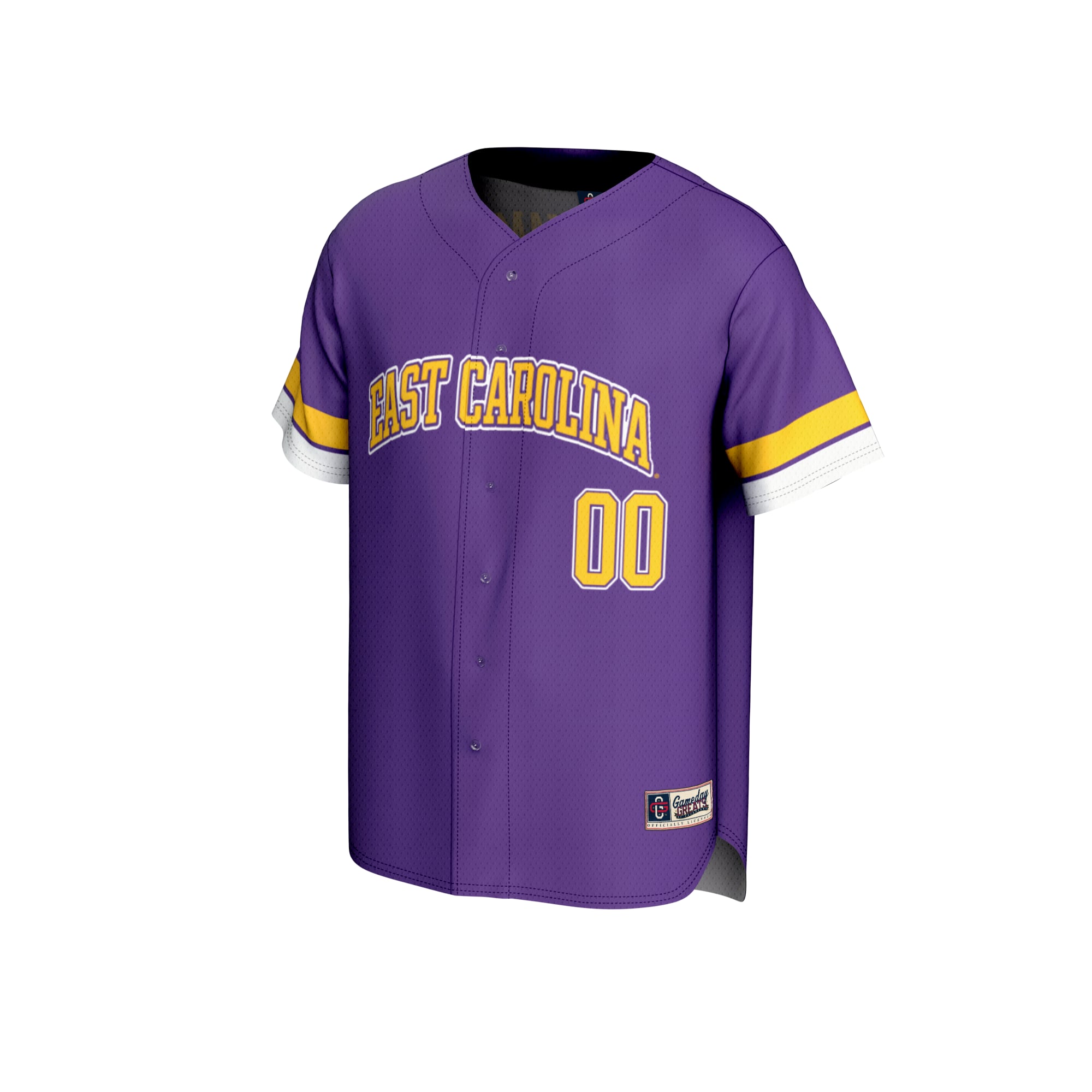 ECU Pirates Unisex Lightweight Baseball Jersey Purple - front view