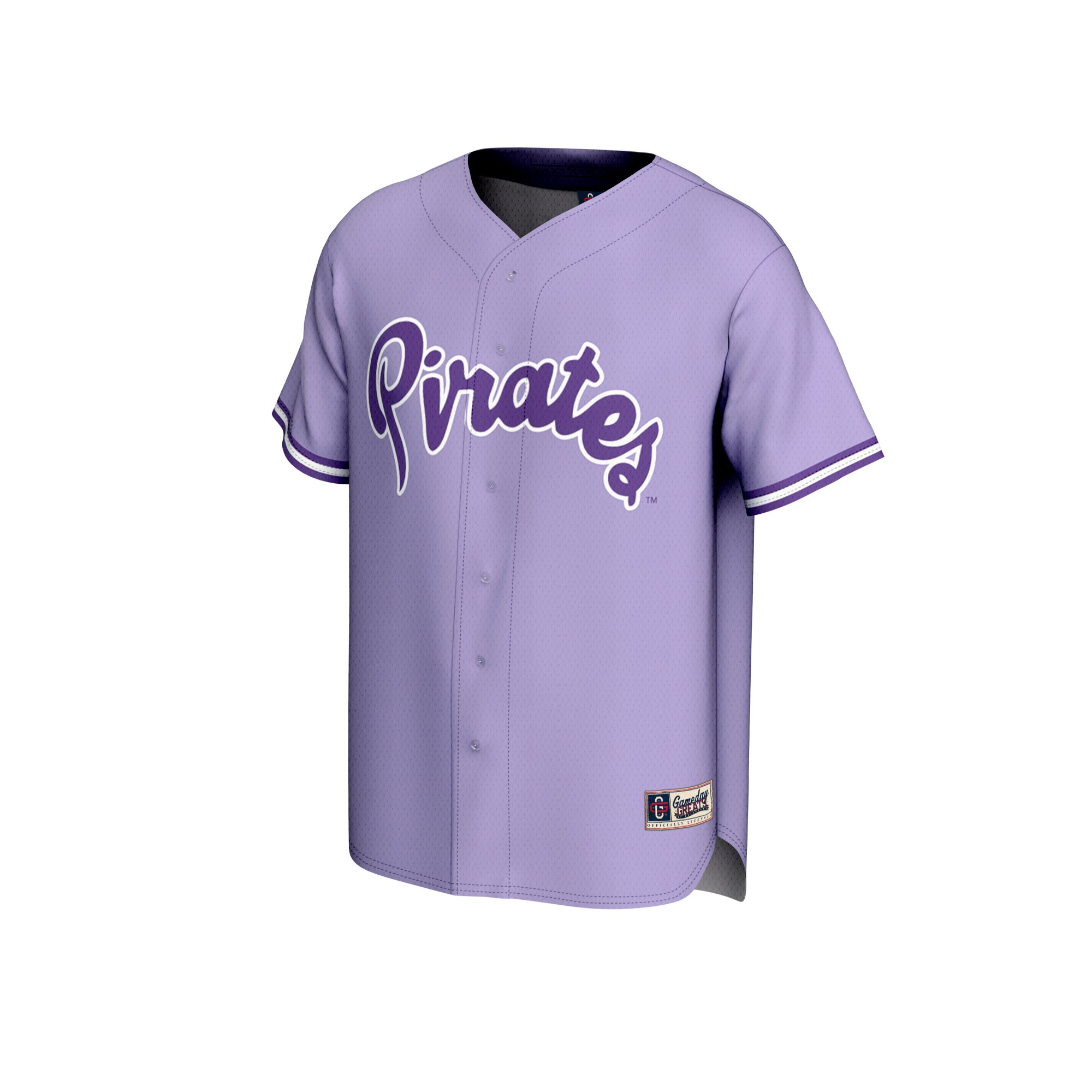 ECU Pirates Youth Lightweight Collegiate Baseball Fashion Jersey Purple - front view