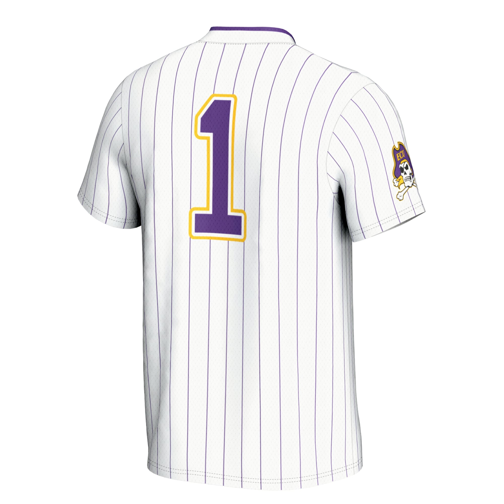 #1 ECU Pirates Unisex Lightweight Softball Jersey White - back view