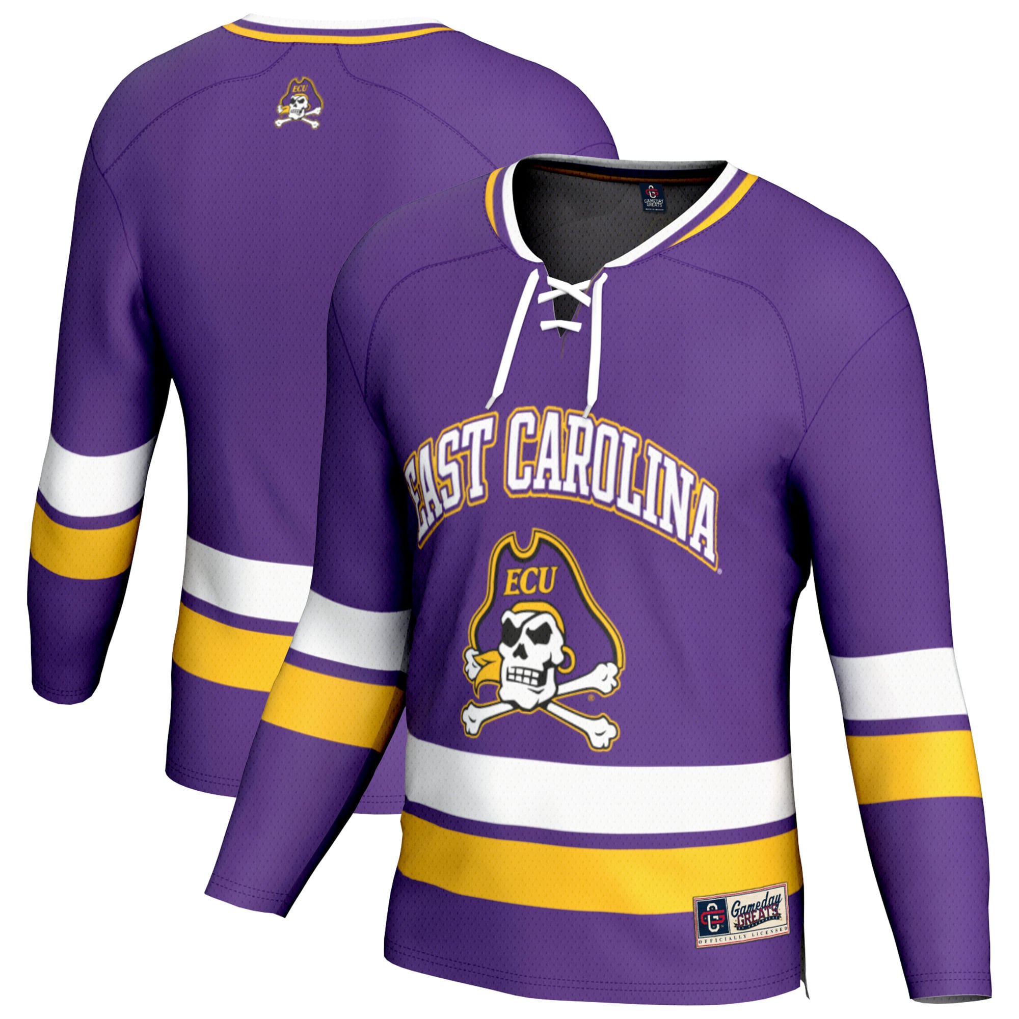 ECU Pirates Unisex Spirit Hockey Jersey Purple - front and back view