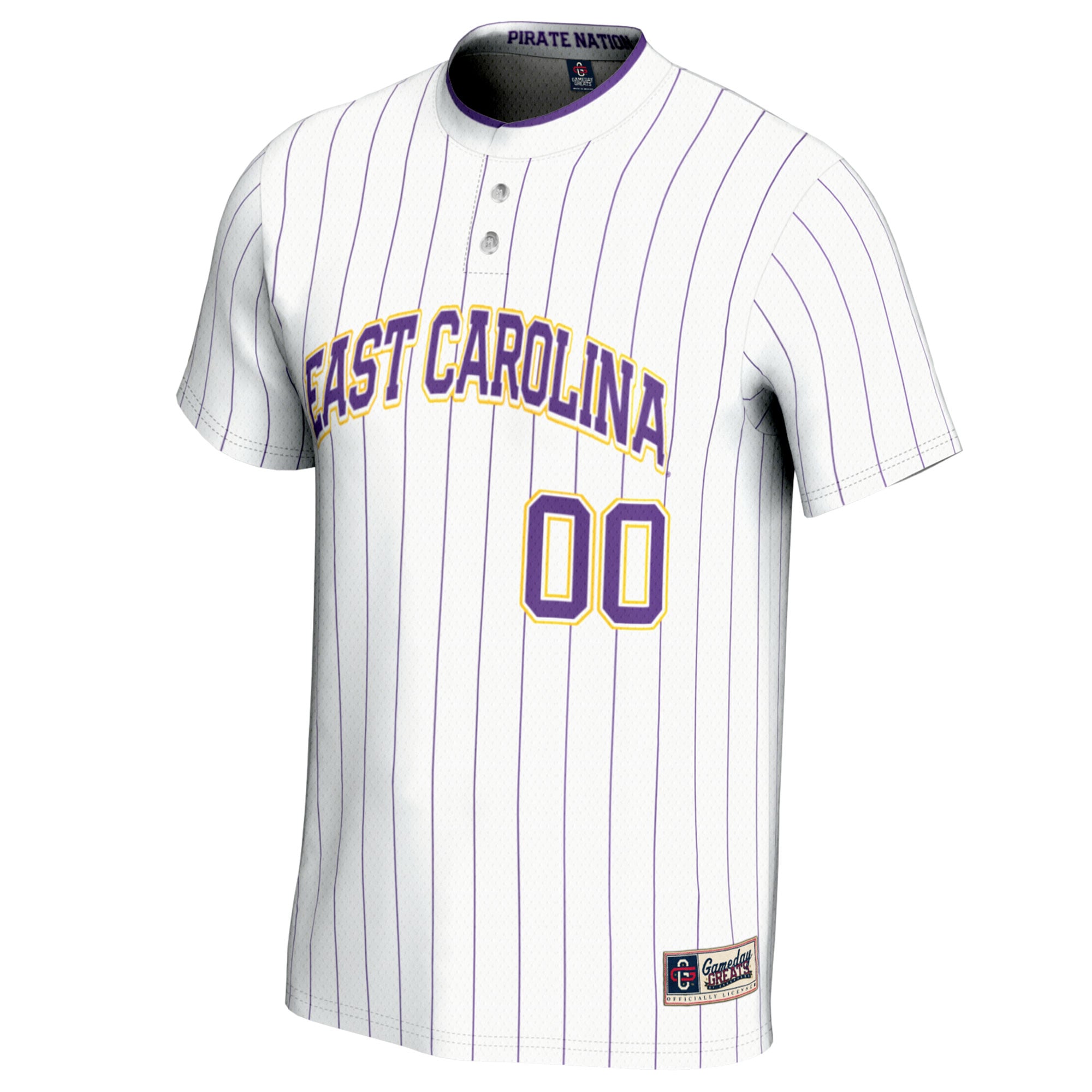 ECU Pirates Youth Lightweight Softball Jersey White - front view