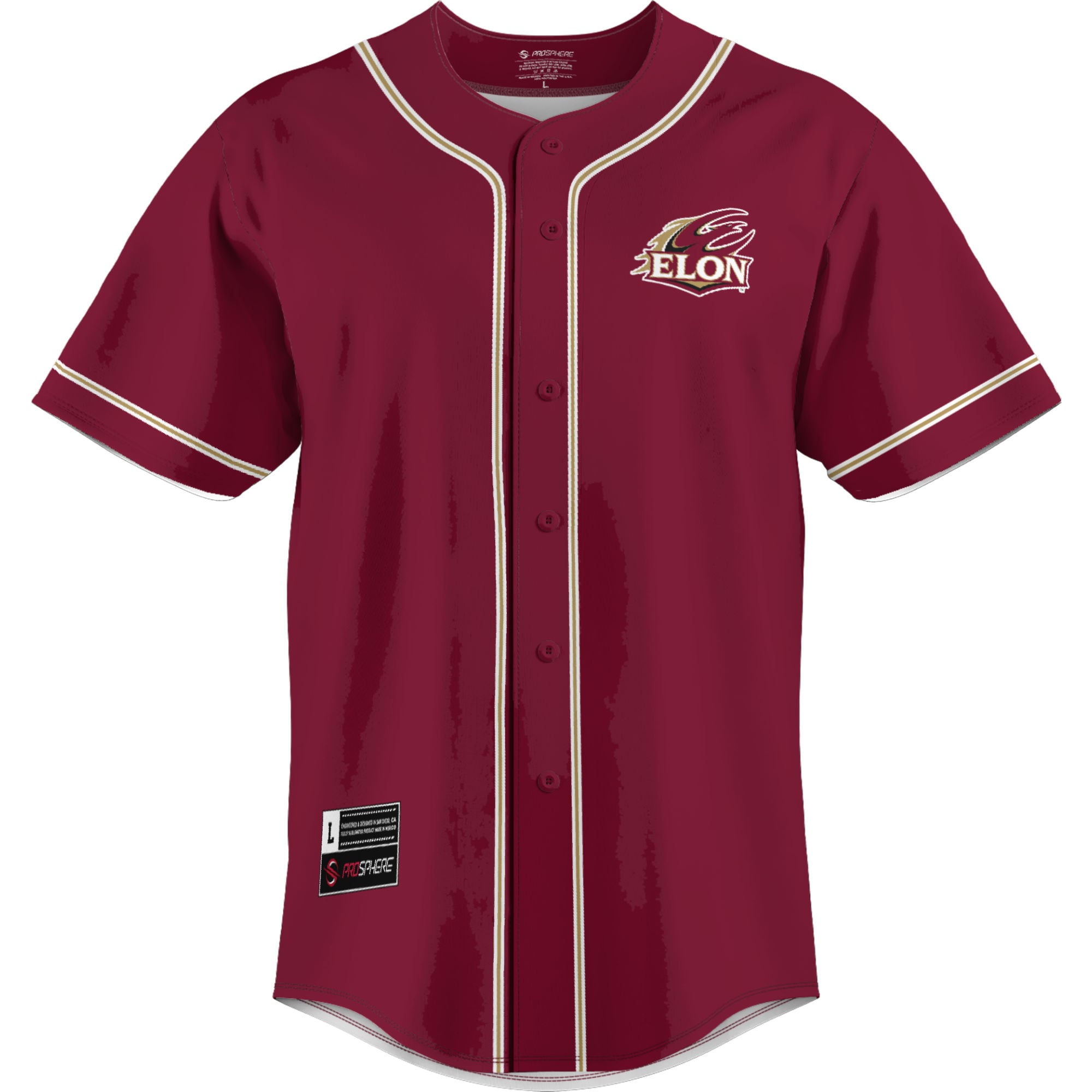Elon Phoenix Lightweight Baseball Jersey Maroon - front view