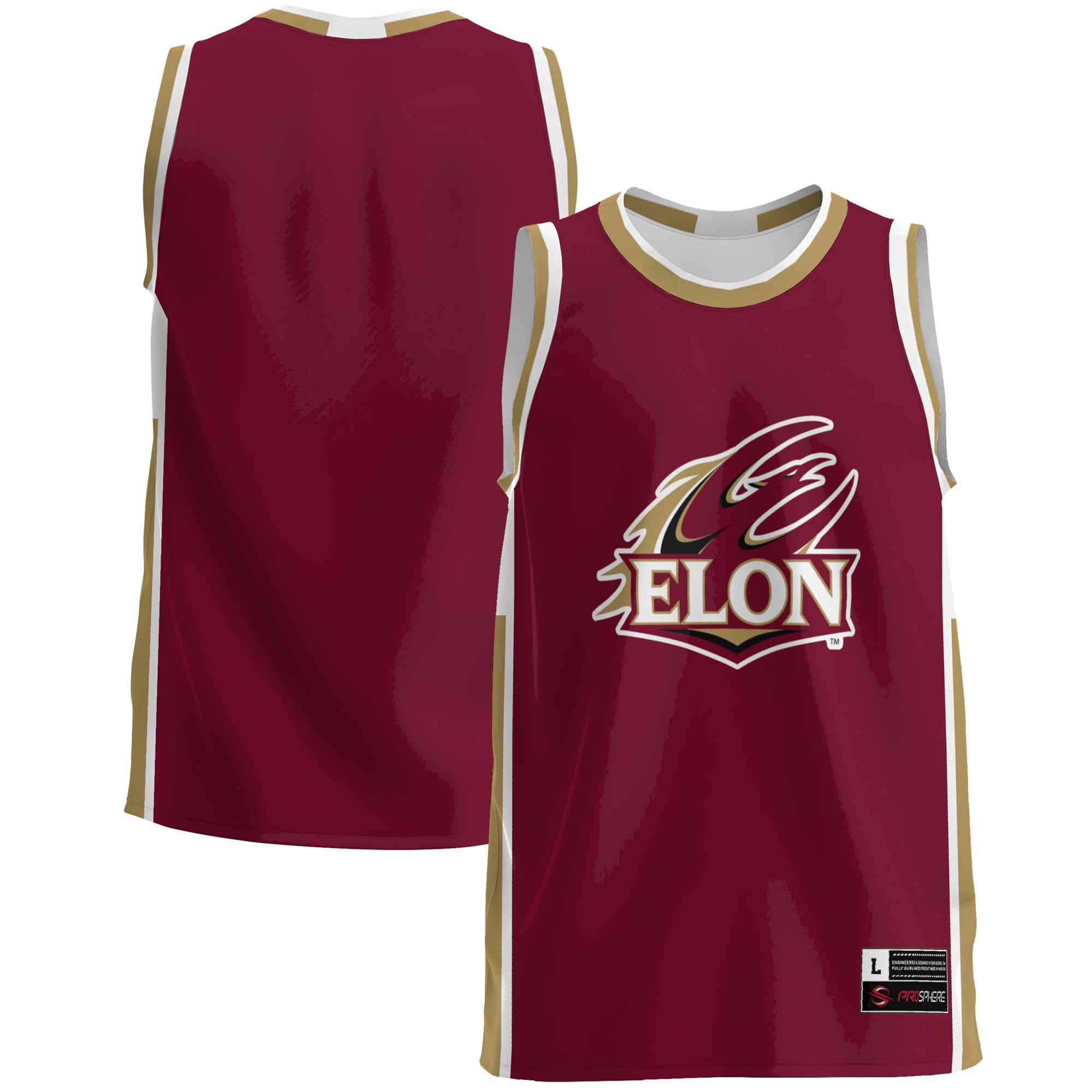 Elon Phoenix Lightweight Basketball Jersey Maroon - front and back view