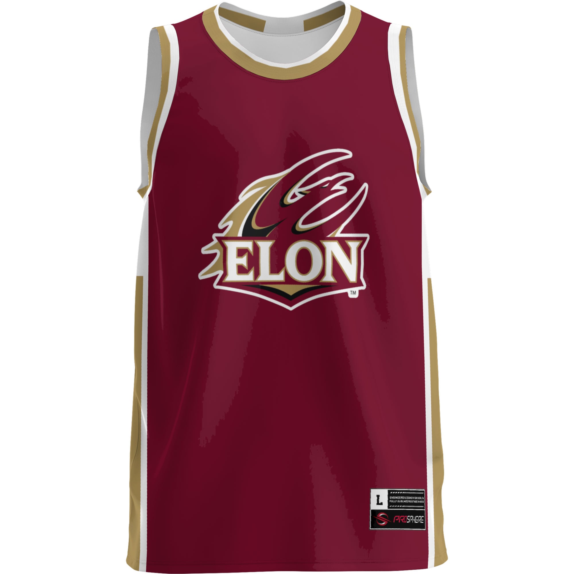 Elon Phoenix Lightweight Basketball Jersey Maroon - front view