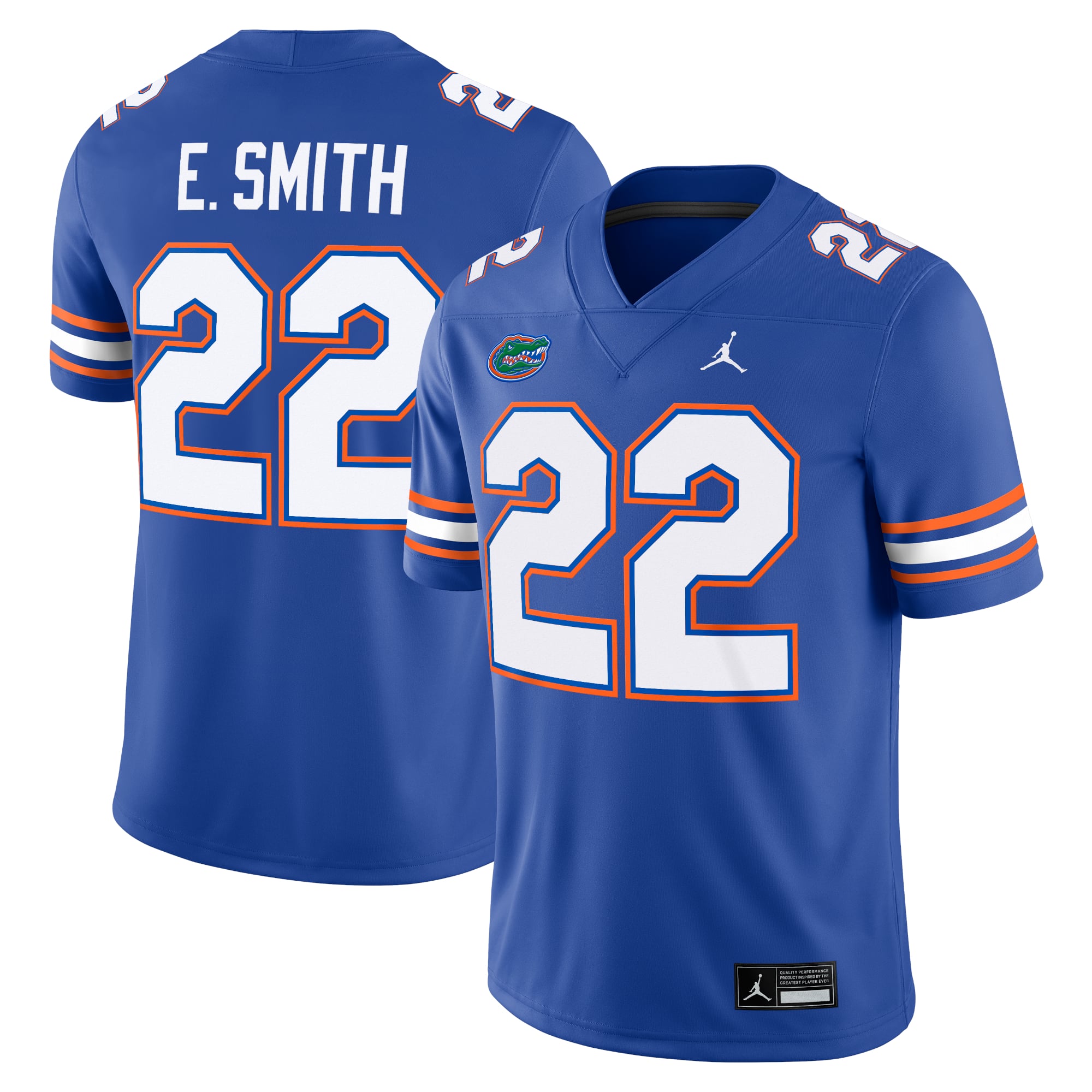 Emmitt Smith Florida Gators Alumni Player Jersey Royal - front and back view