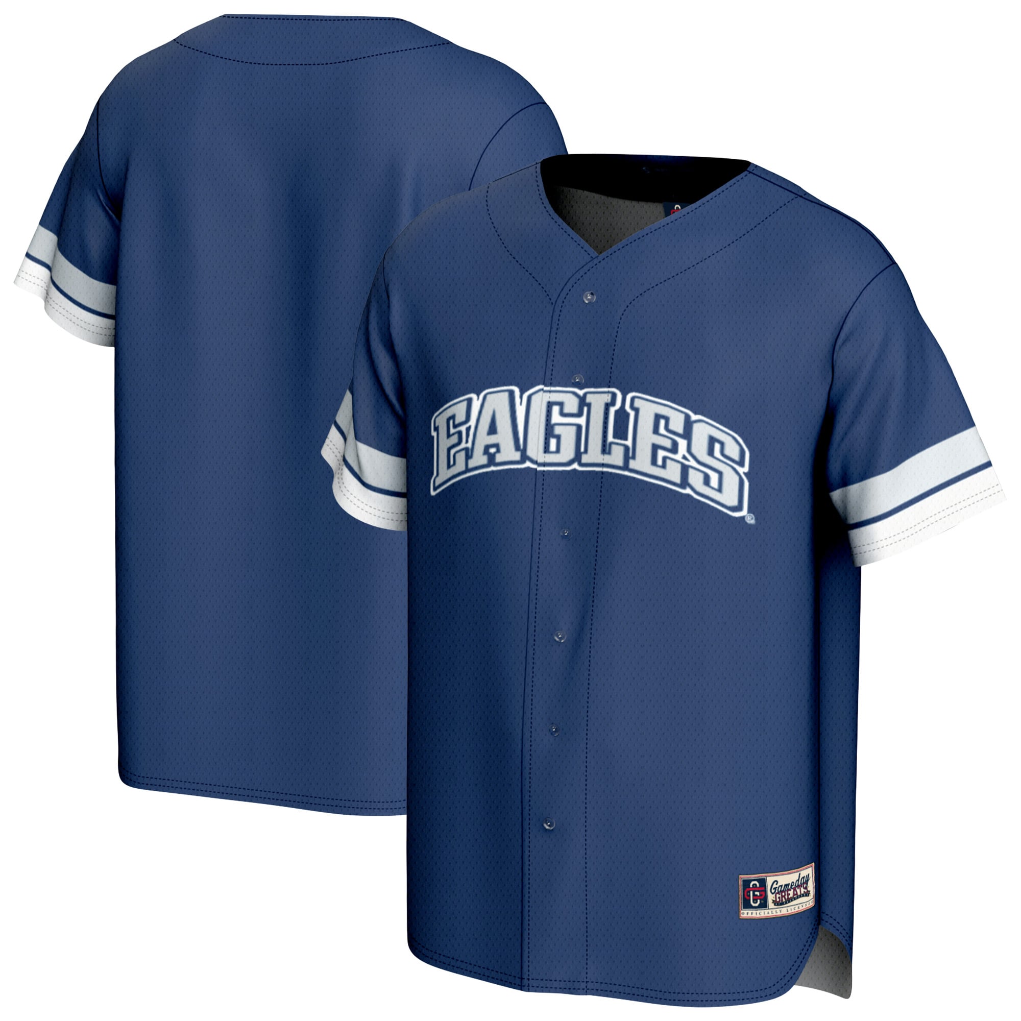Emory Eagles Baseball Jersey Blue - front and back view