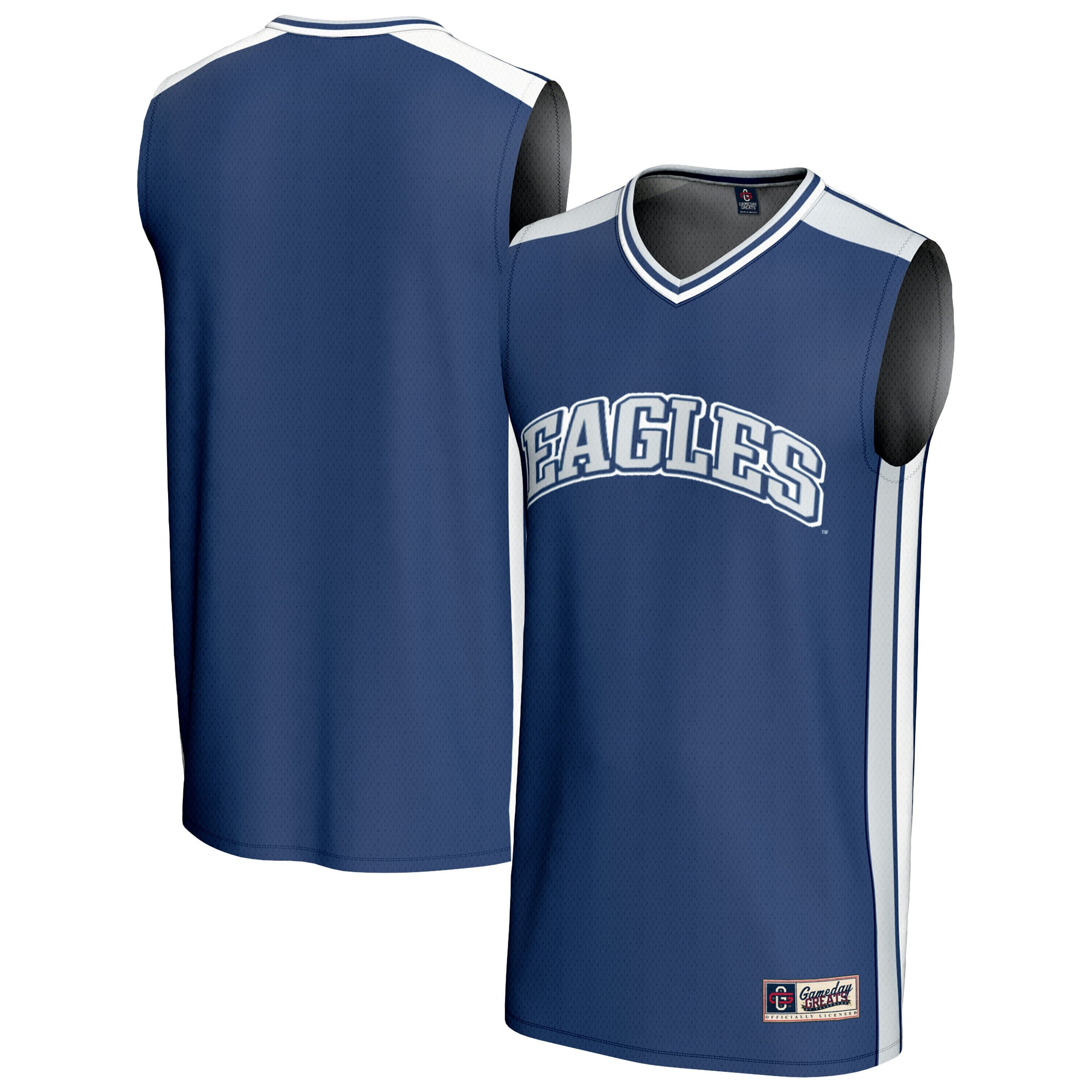 Emory Eagles Basketball Jersey Blue - front and back view