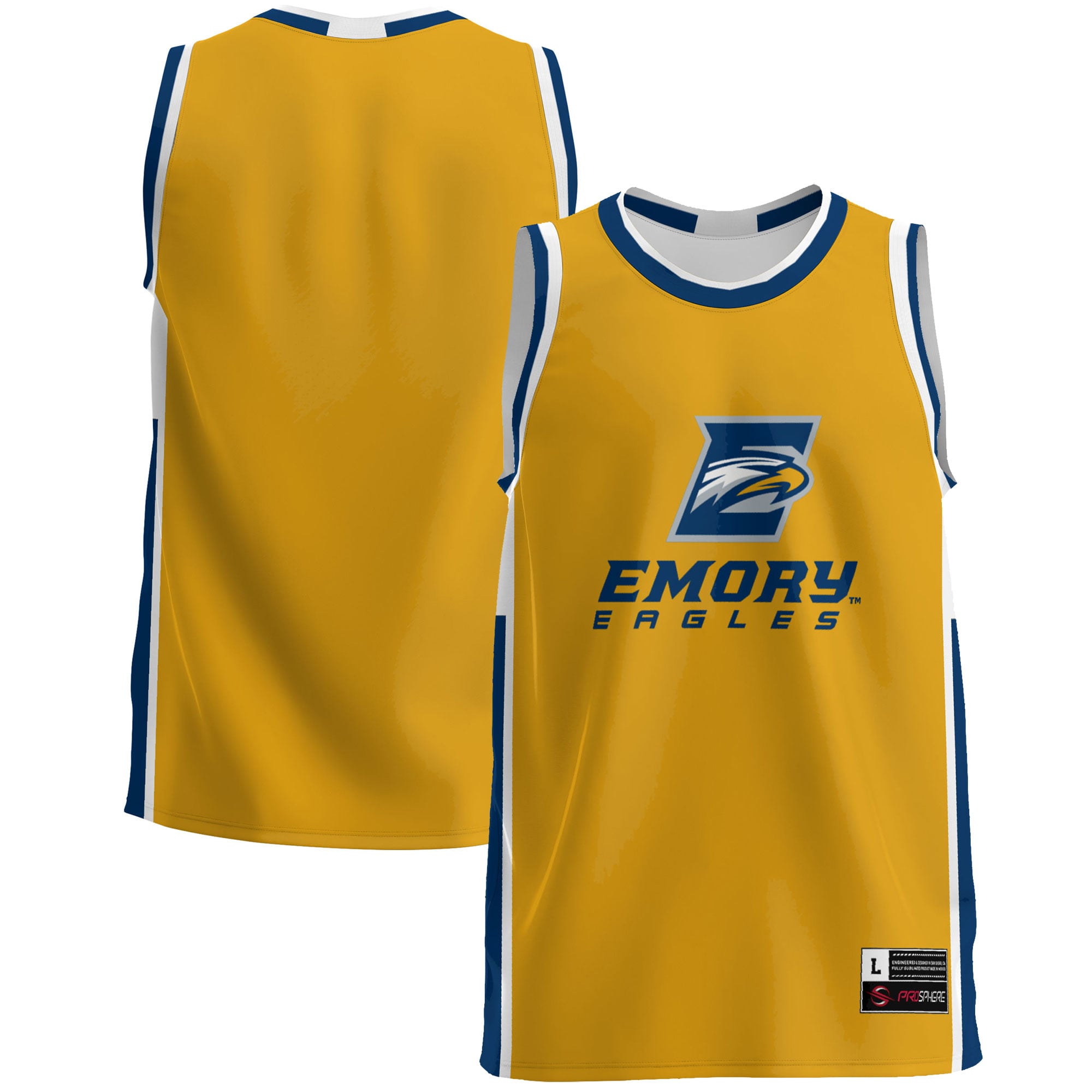 Emory Eagles Lightweight Basketball Jersey Blue - front and back view