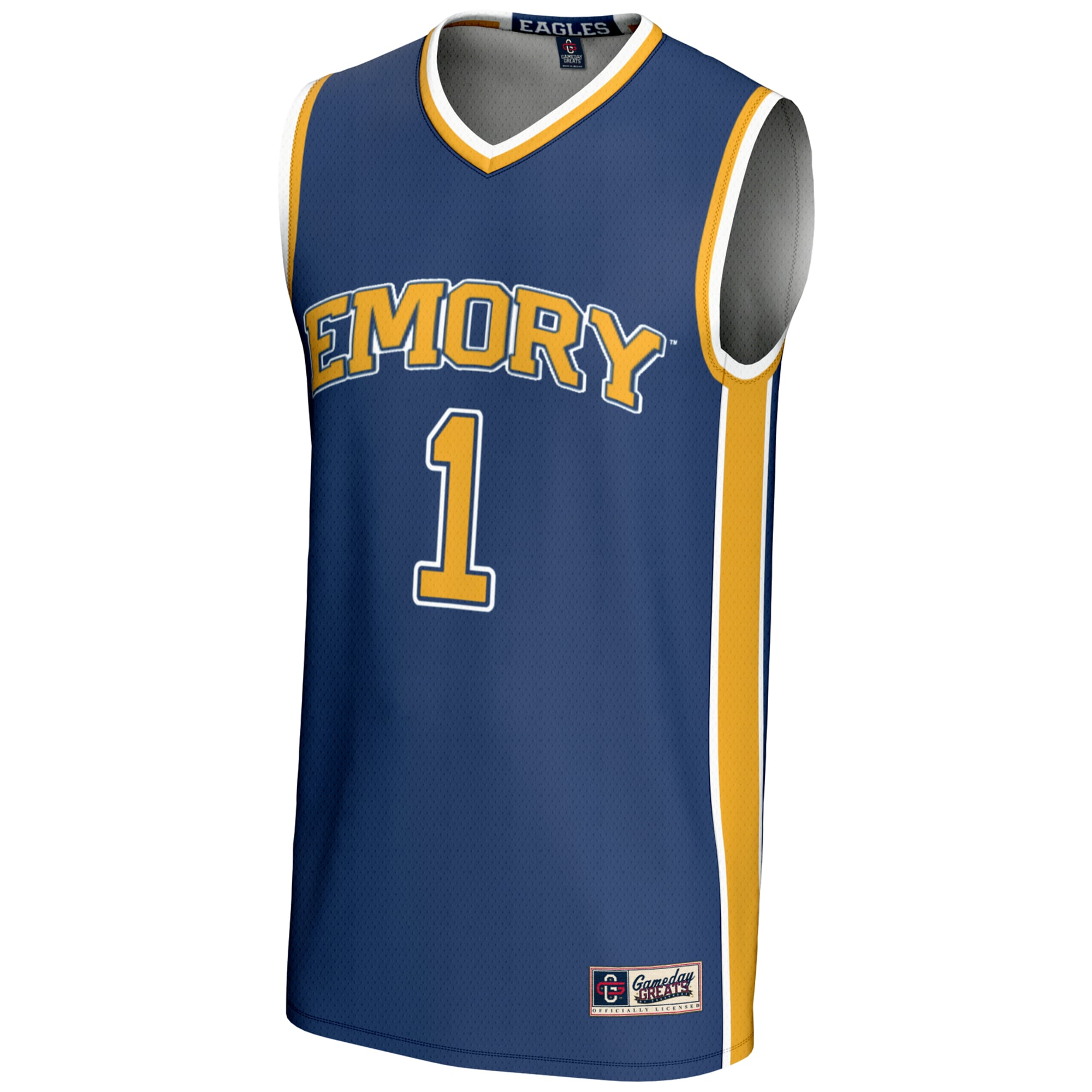 #1 Emory Eagles Unisex Lightweight Basketball Jersey Blue - front view