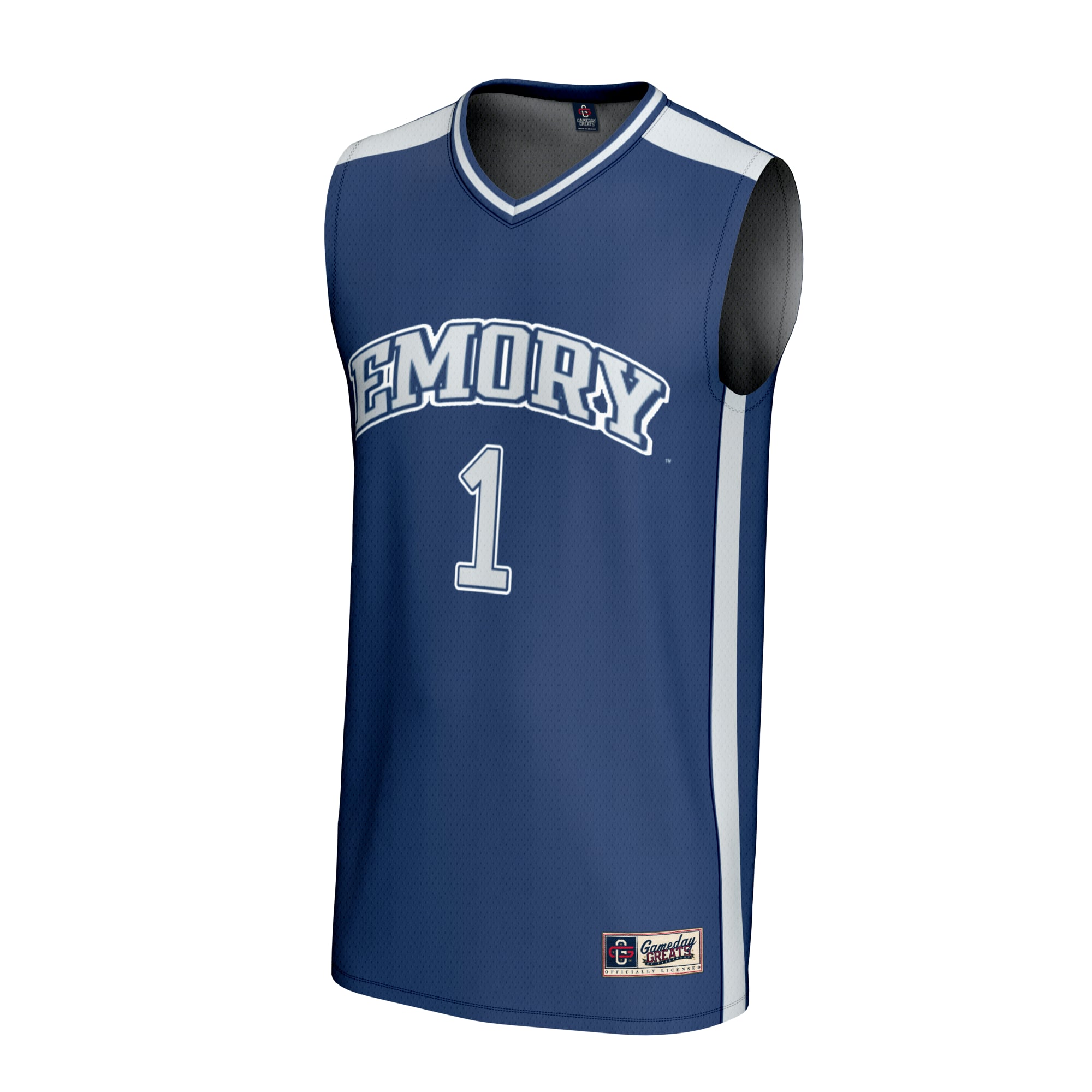 #1 Emory Eagles Unisex Lightweight Collegiate Basketball Fashion Jersey Blue - front view