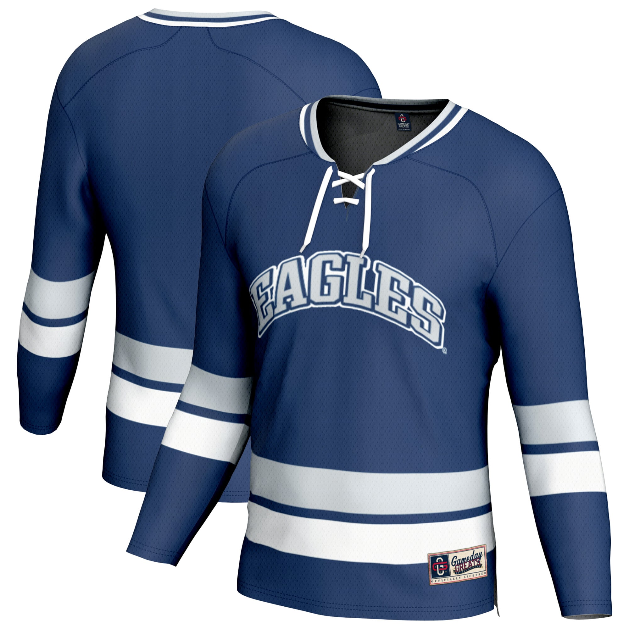 Emory Eagles Youth Hockey Jersey Blue - front and back view