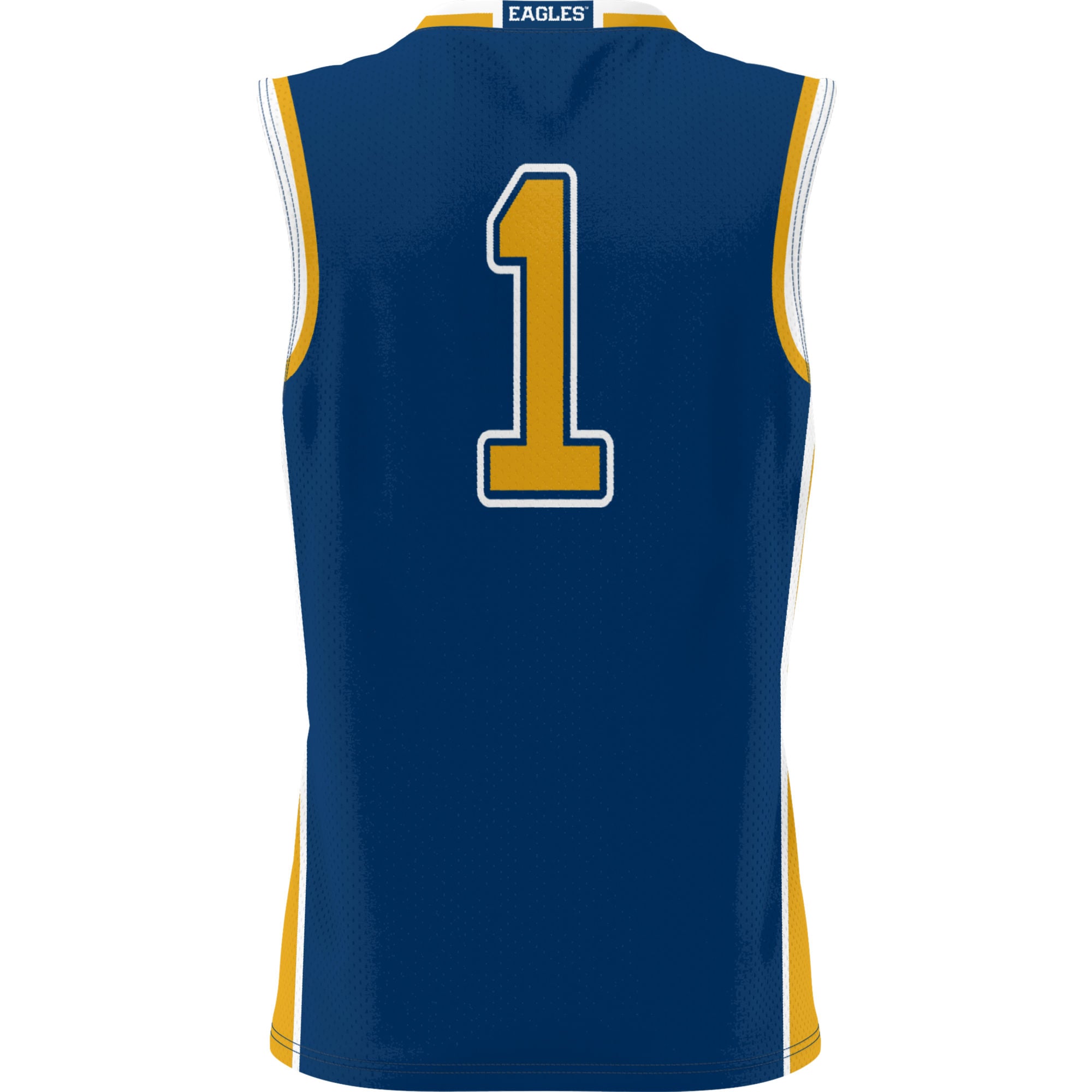 #1 Emory Eagles Youth Lightweight Basketball Jersey Blue - back view