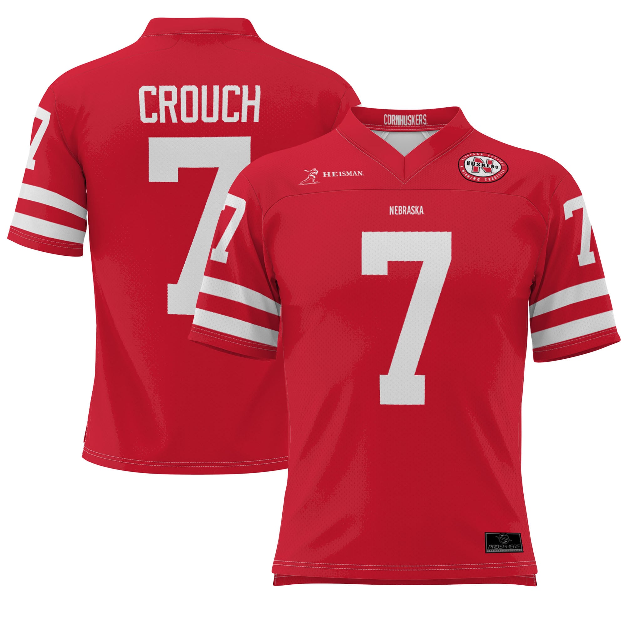 Eric Crouch Nebraska Huskers Youth Heisman Football Jersey Scarlet - front and back view