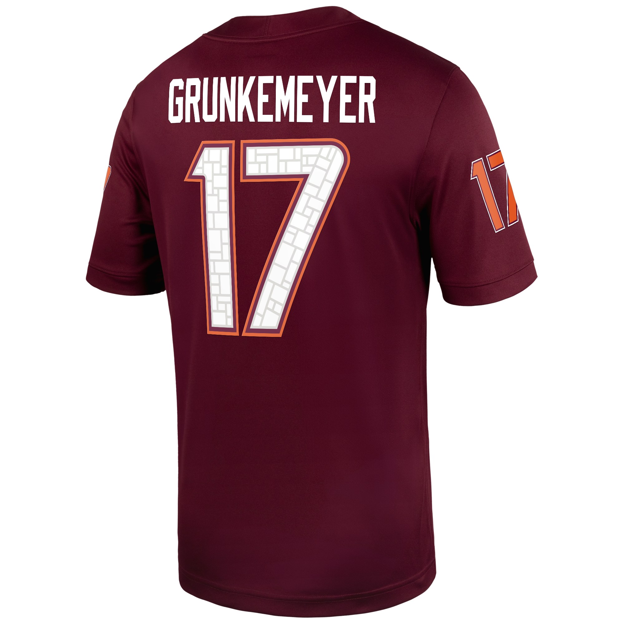Ethan Grunkemeyer Virginia Tech Hokies Home Jersey Maroon - back view