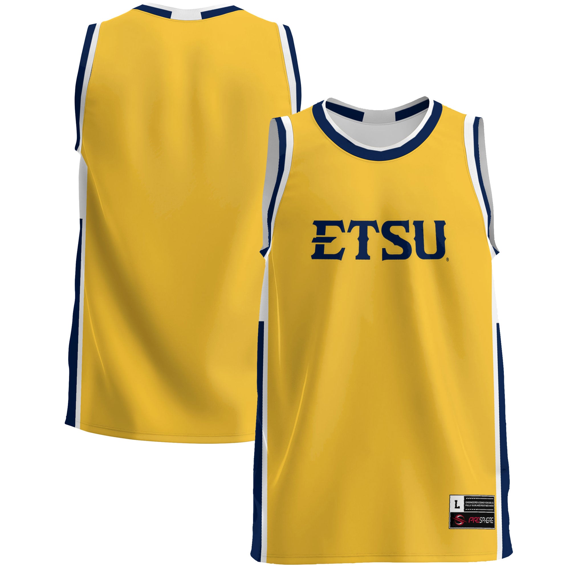 ETSU Buccaneers Lightweight Basketball Jersey Navy - front and back view