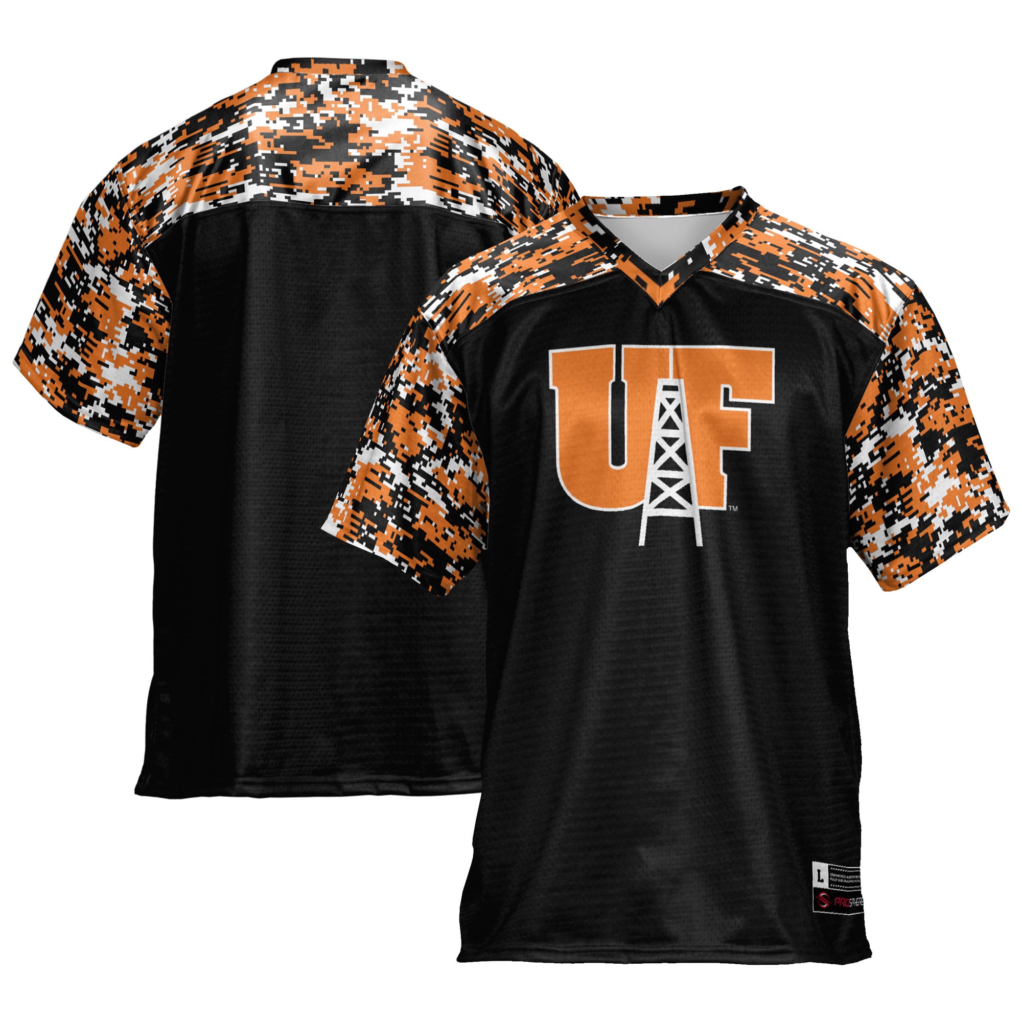 Findlay Oilers Camo Football Jersey Black - front and back view