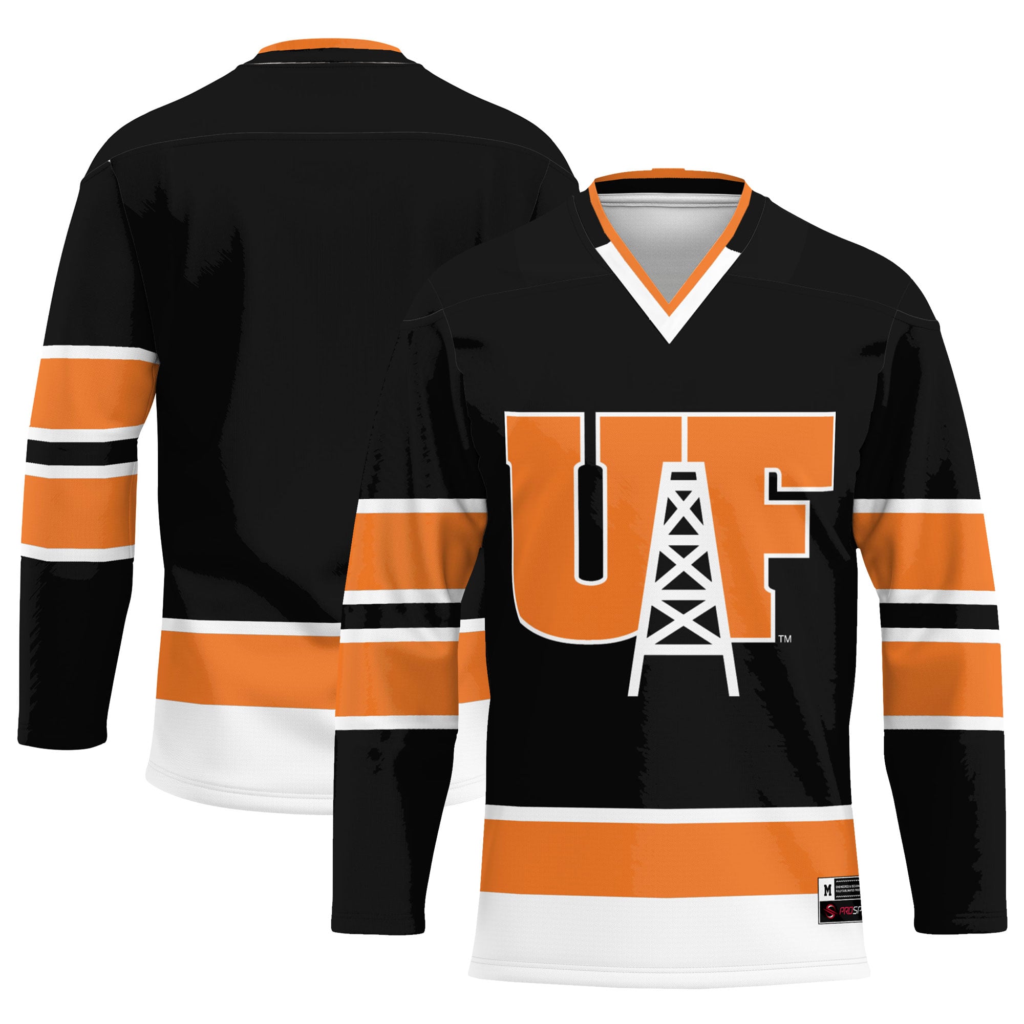 Findlay Oilers Hockey Jersey Black - front and back view