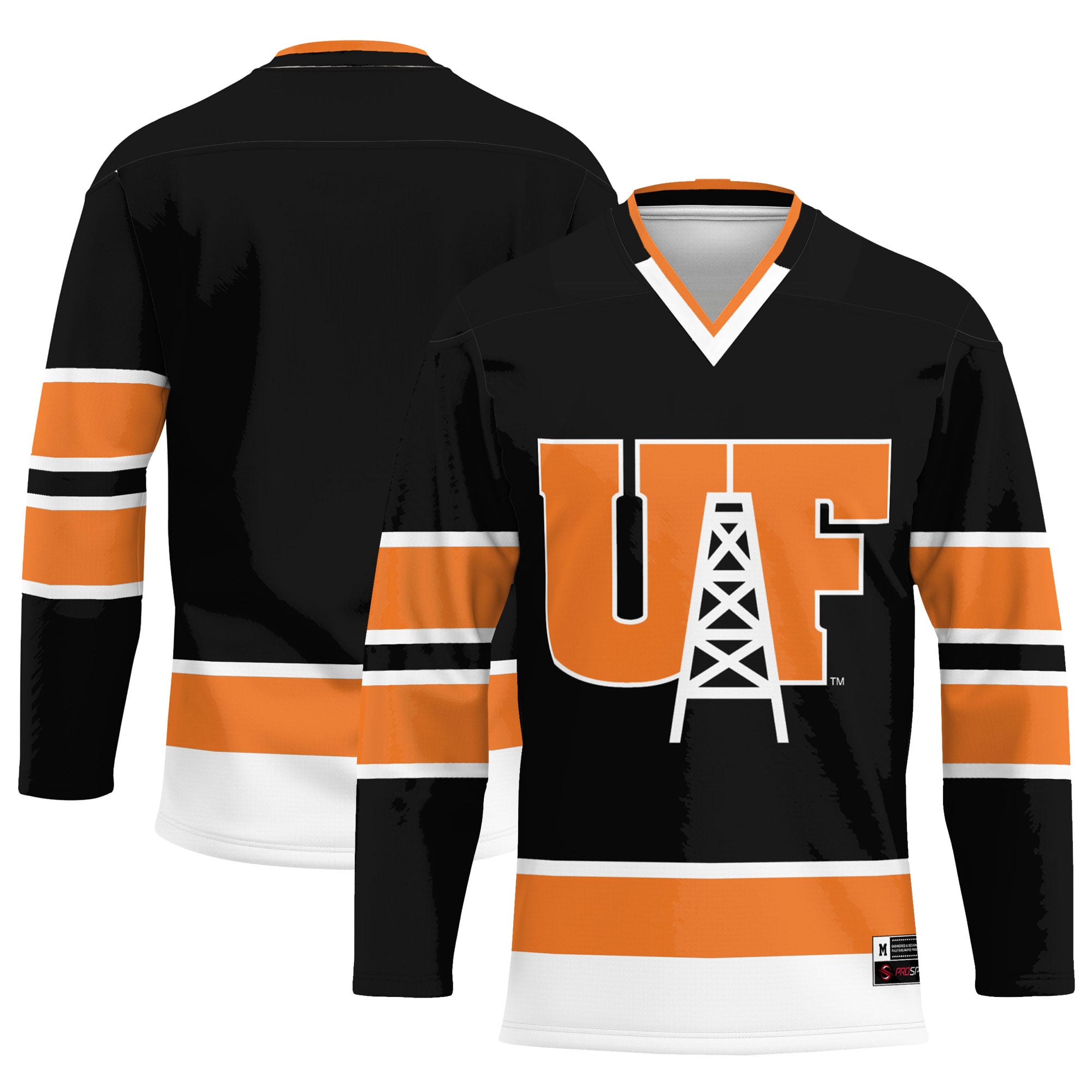 Findlay Oilers Youth Hockey Jersey Black - front and back view