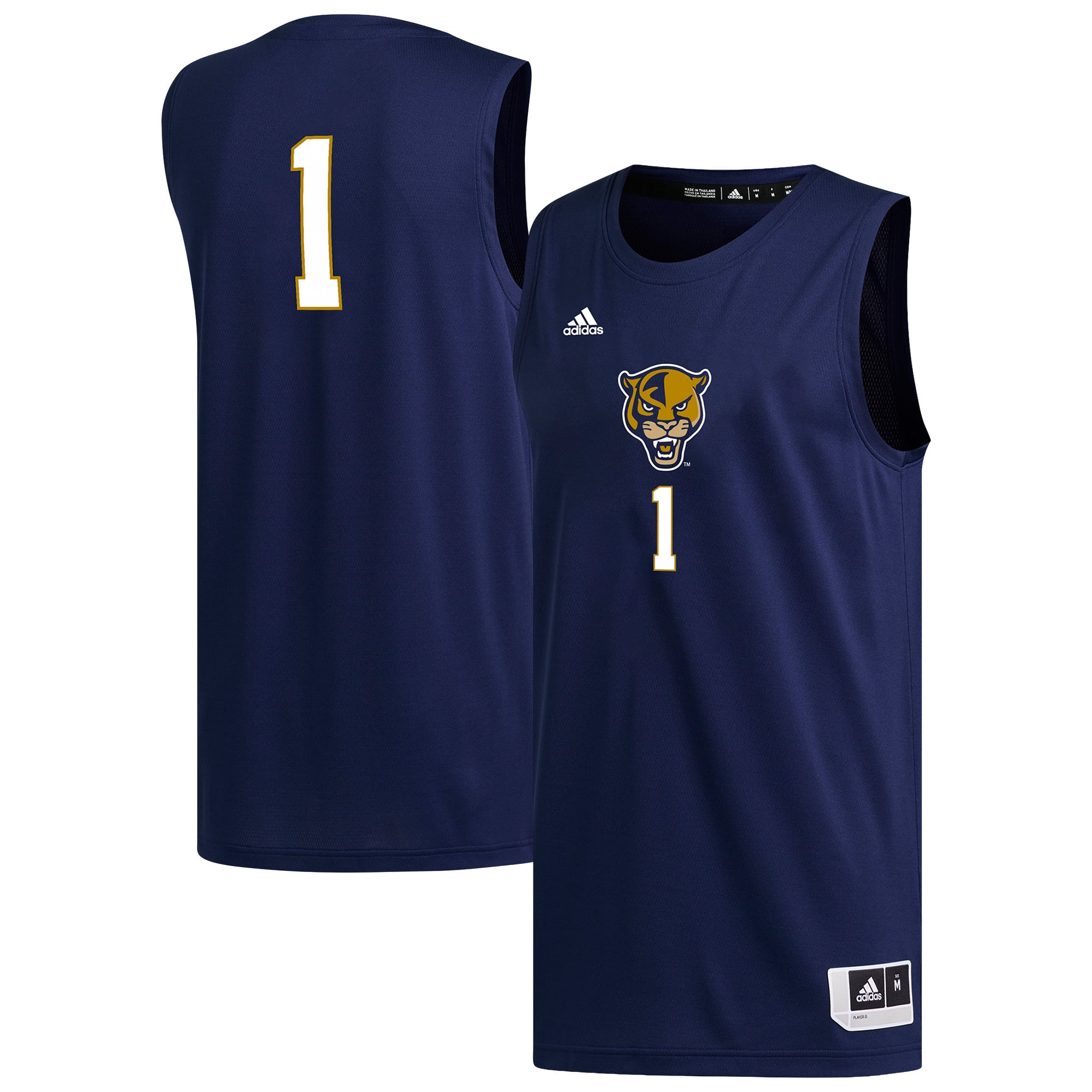 #1 FIU Panthers Basketball Jersey Navy - front and back view
