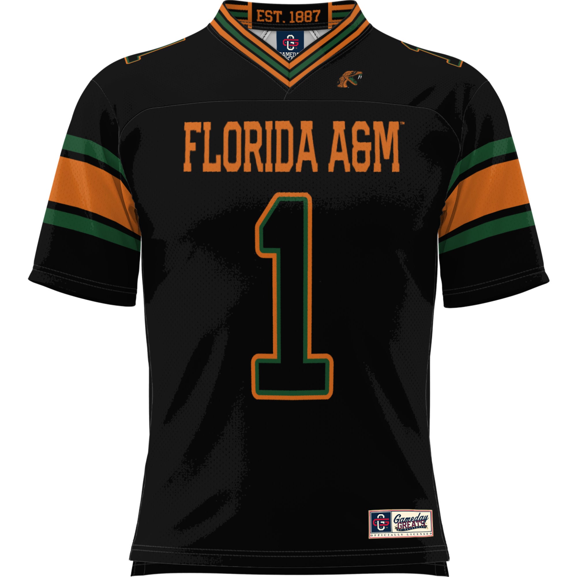 #1 Florida A&M Rattlers Football Jersey Black - front view