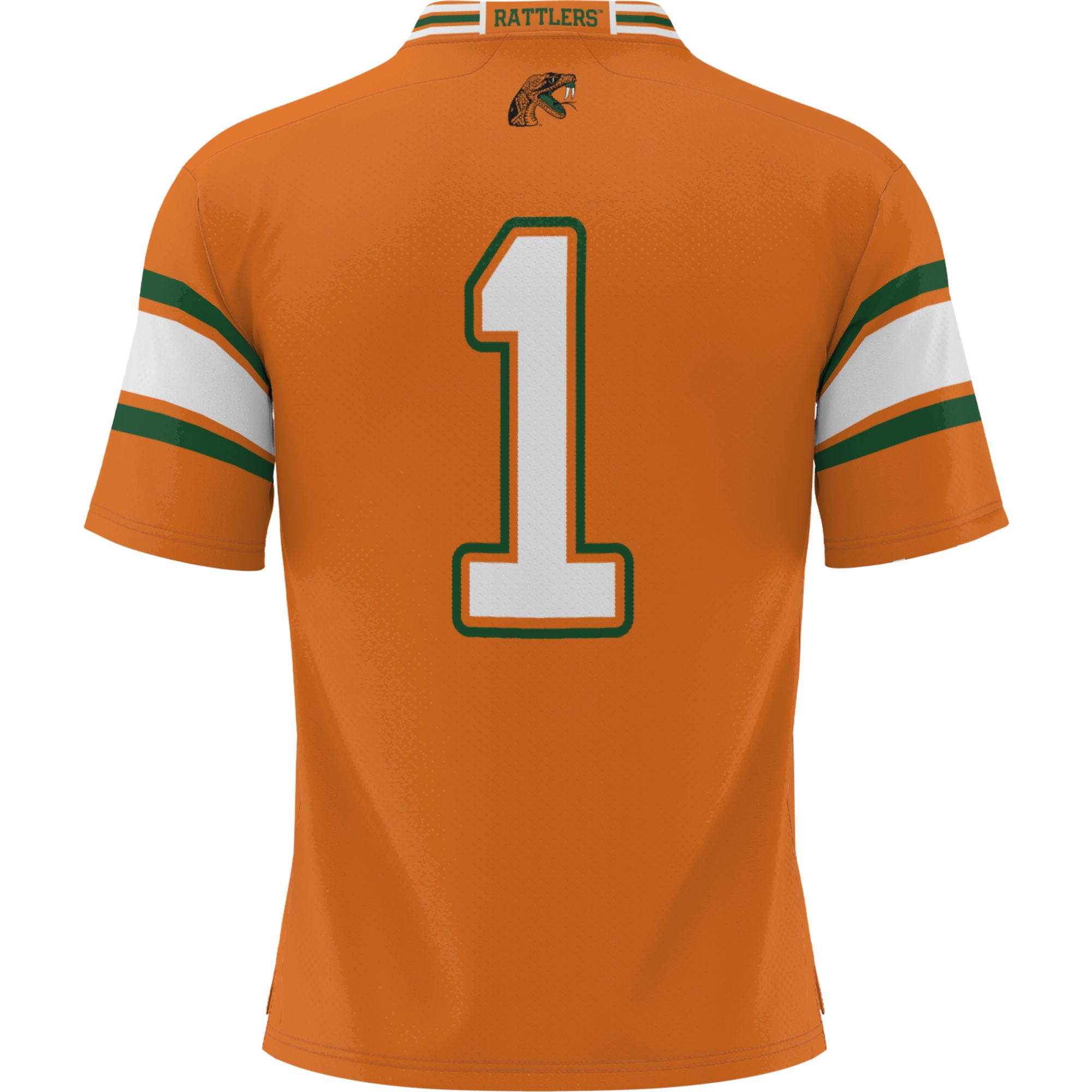 #1 Florida A&M Rattlers Youth Football Jersey Orange - back view