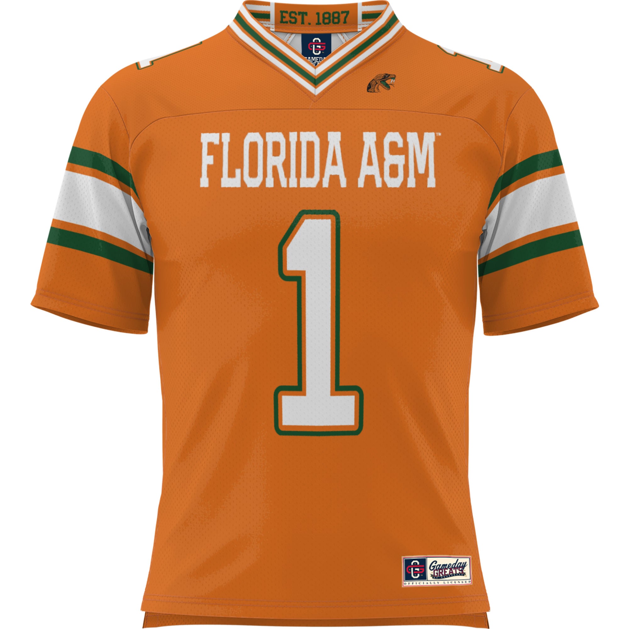 #1 Florida A&M Rattlers Youth Football Jersey Orange - front view