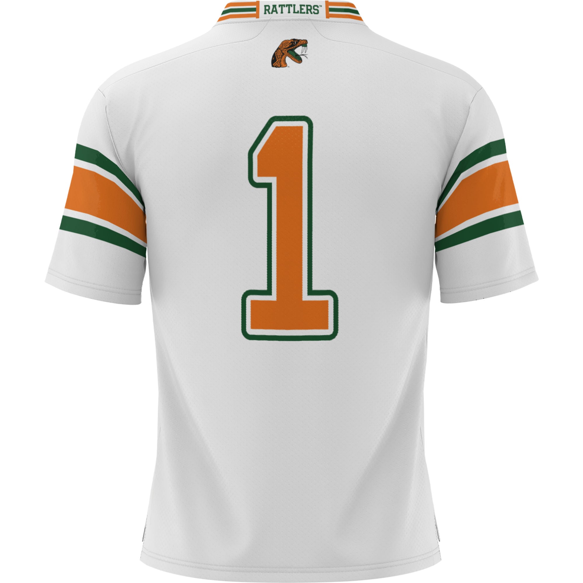 #1 Florida A&M Rattlers Football Jersey White - back view