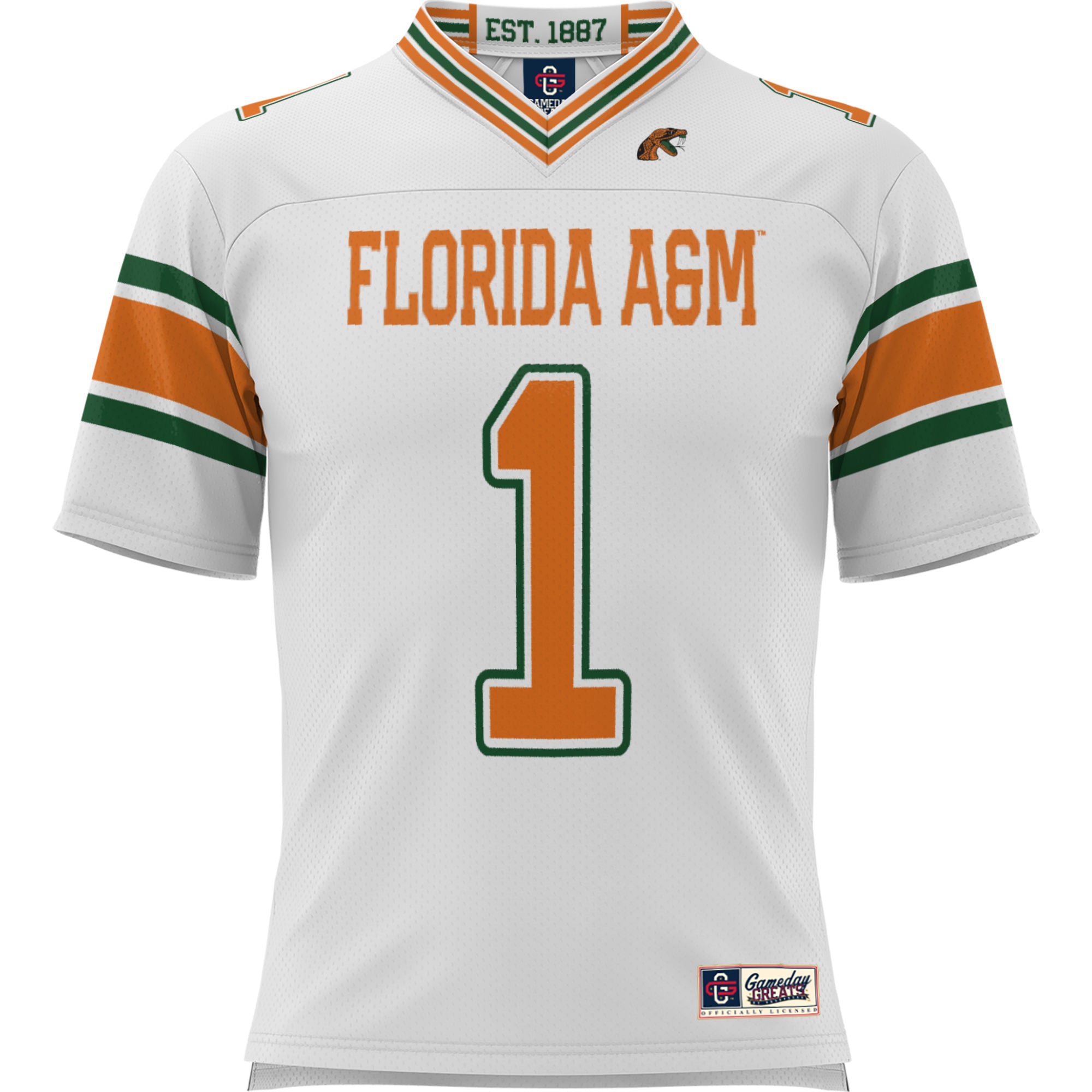#1 Florida A&M Rattlers Football Jersey White - front view