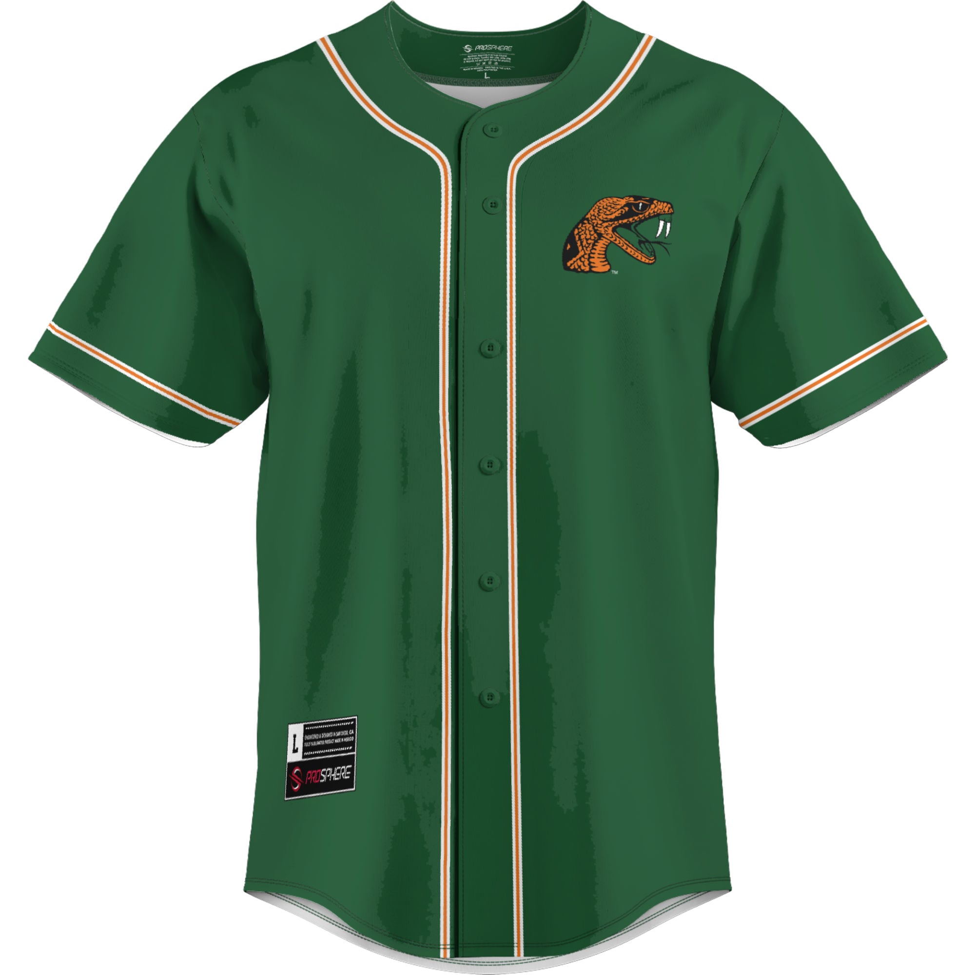 Florida A&M Rattlers Lightweight Baseball Jersey Green - front view