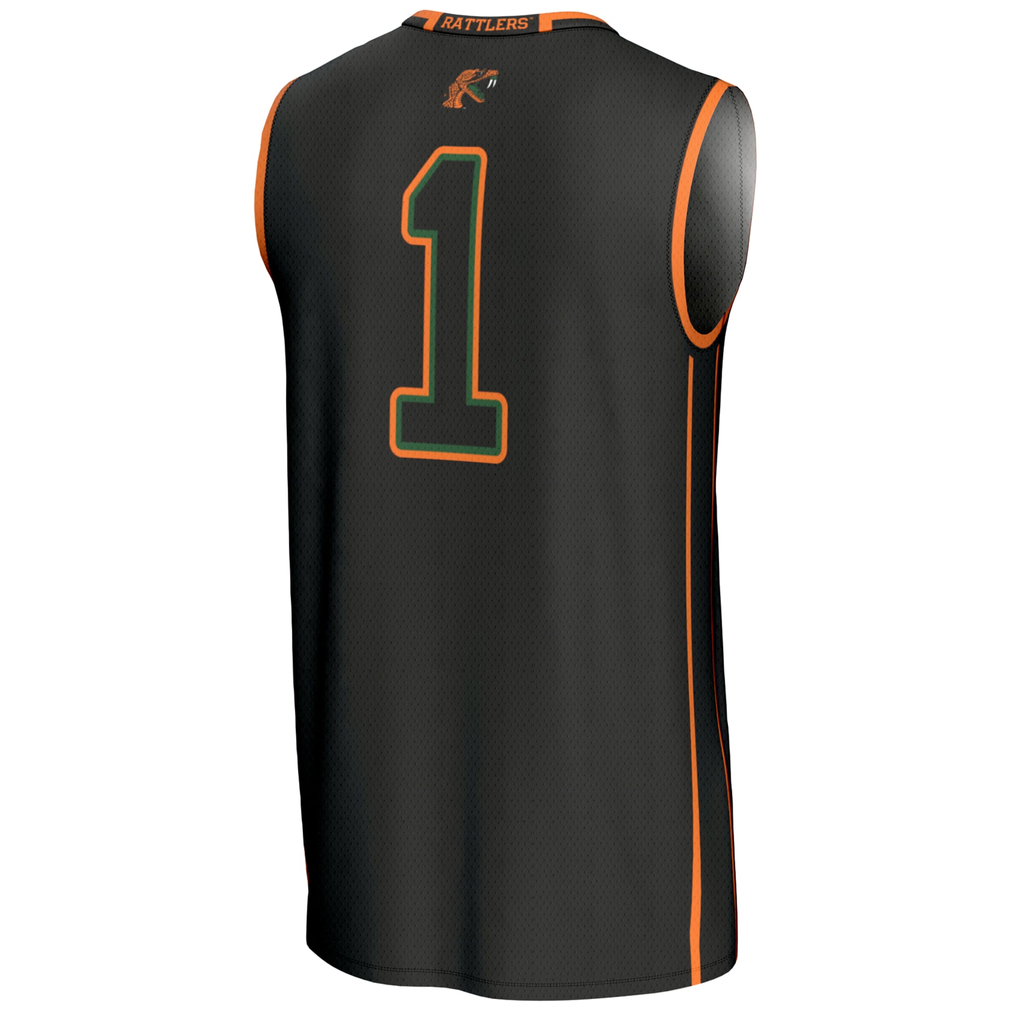 #1 Florida A&M Rattlers Unisex Lightweight Basketball Jersey Black - back view