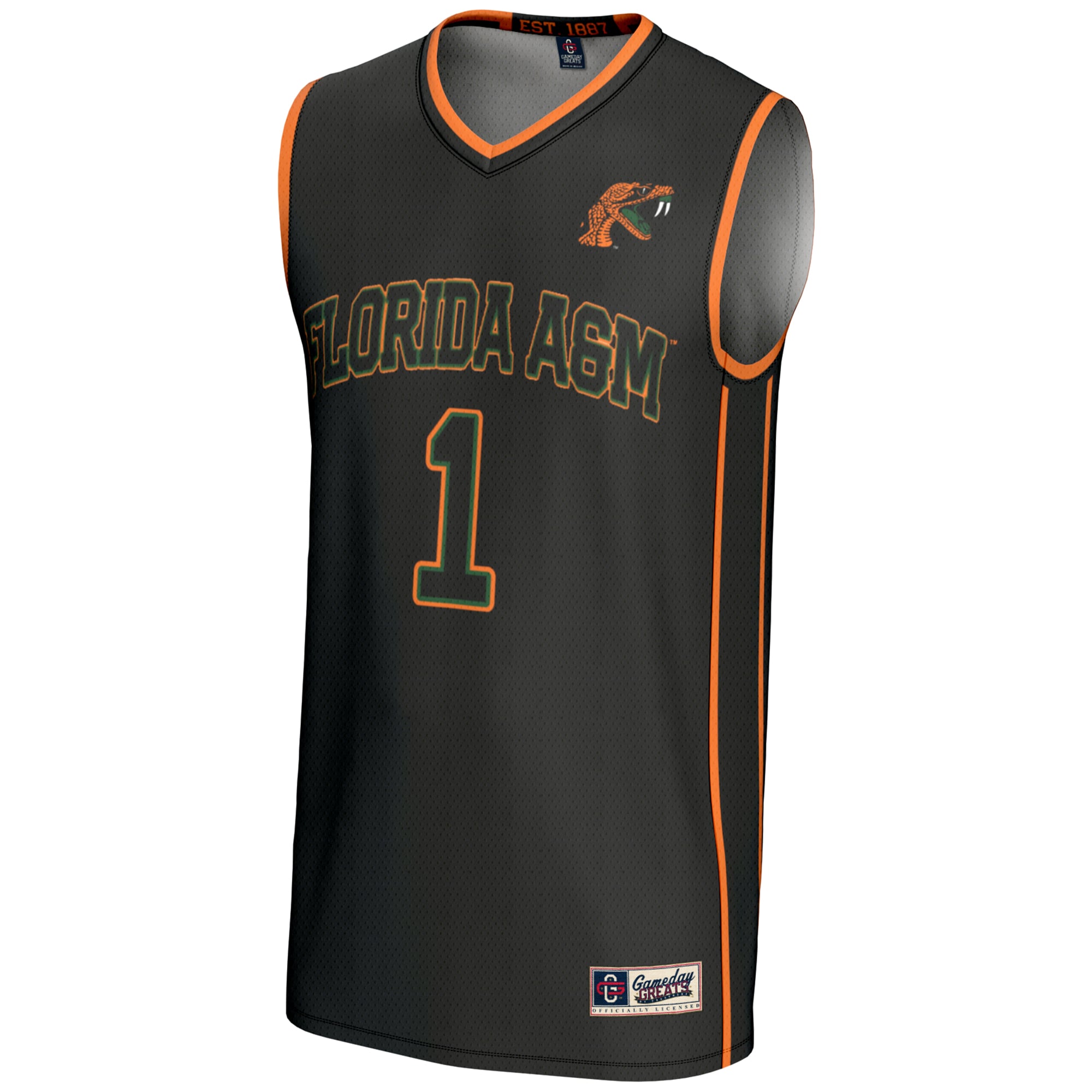 #1 Florida A&M Rattlers Unisex Lightweight Basketball Jersey Black - front view