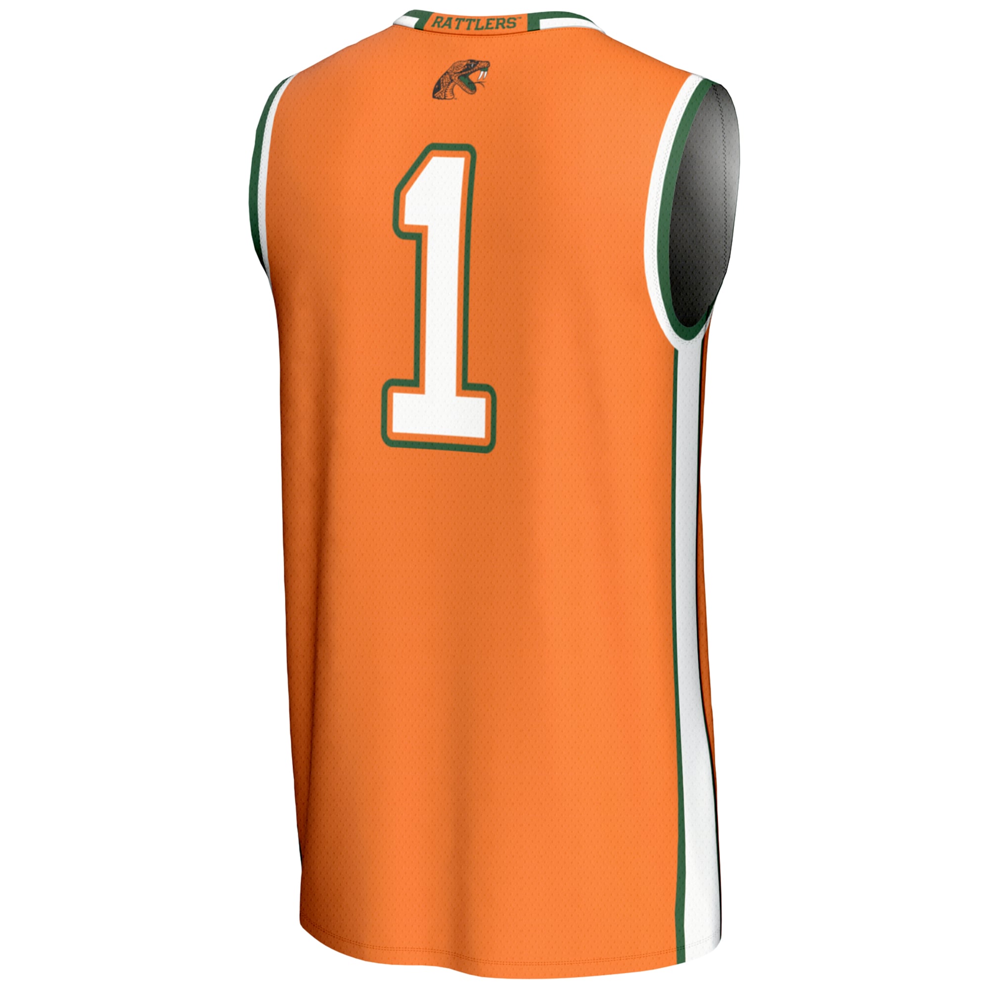 #1 Florida A&M Rattlers Unisex Lightweight Basketball Jersey Orange - back view