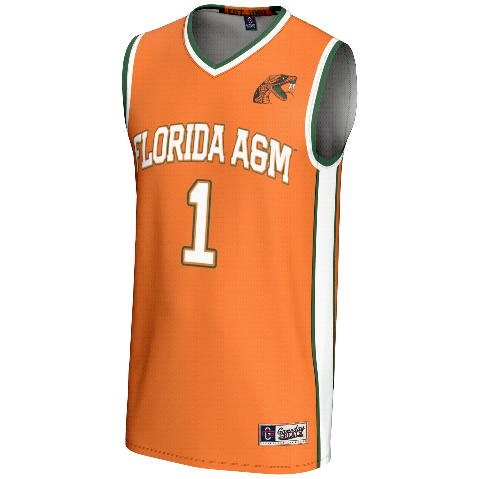 #1 Florida A&M Rattlers Unisex Lightweight Basketball Jersey Orange - front view