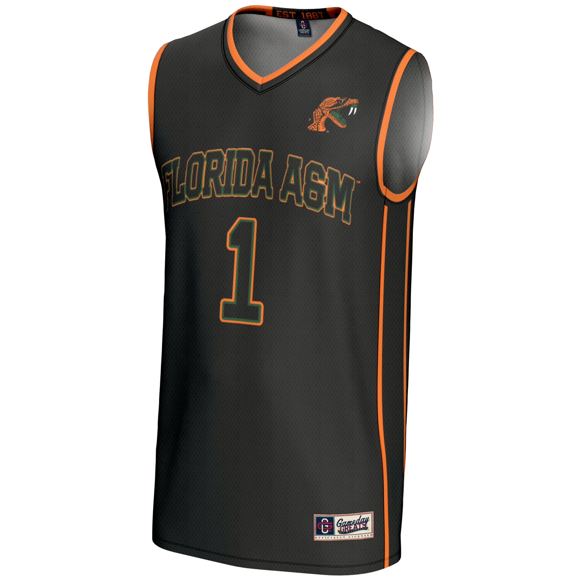 #1 Florida A&M Rattlers Youth Lightweight Basketball Jersey Black - front view