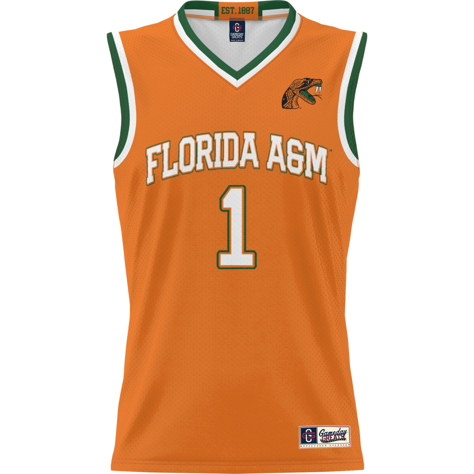#1 Florida A&M Rattlers Youth Lightweight Basketball Jersey Orange - front view