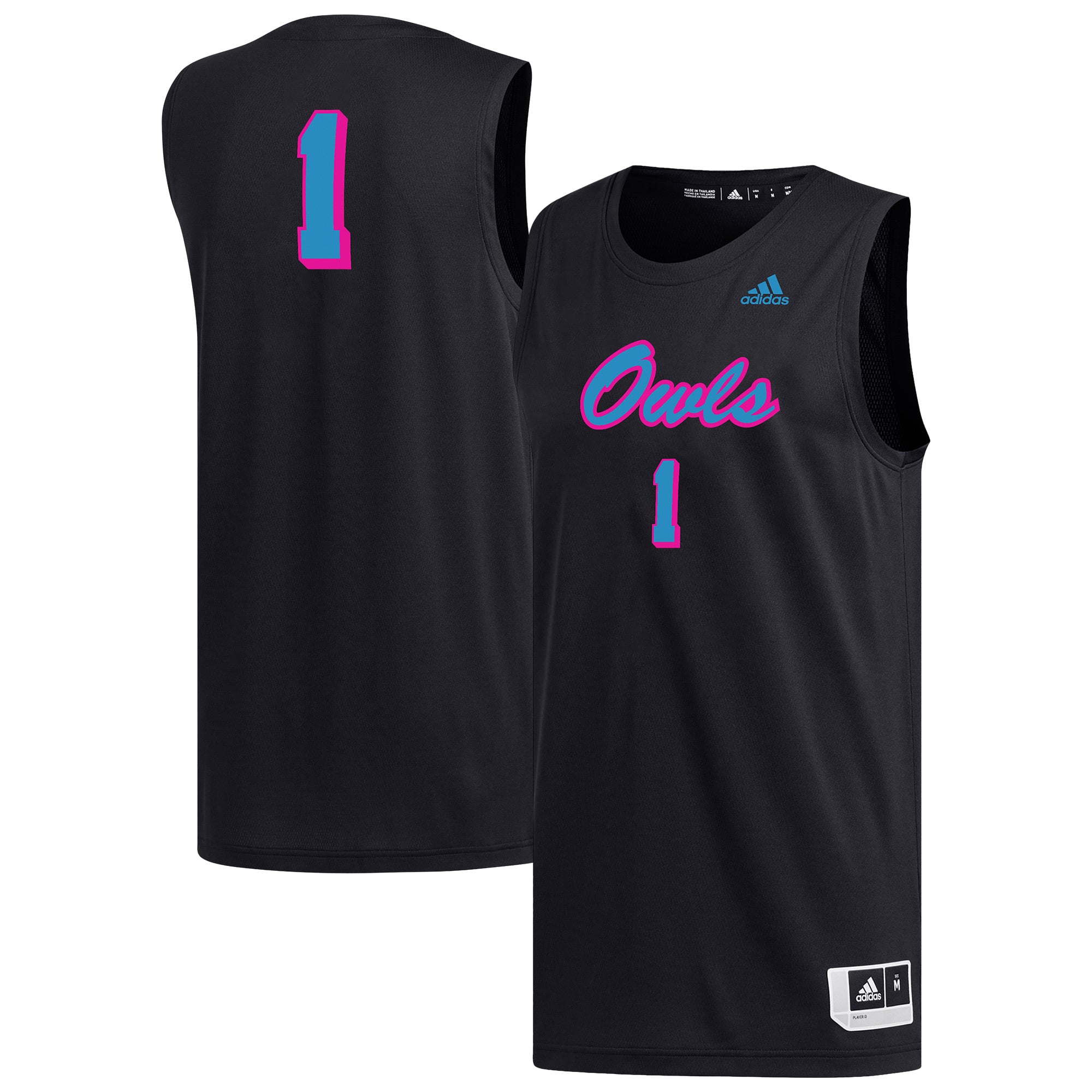 #1 Florida Atlantic Owls Basketball Jersey Black - front and back view