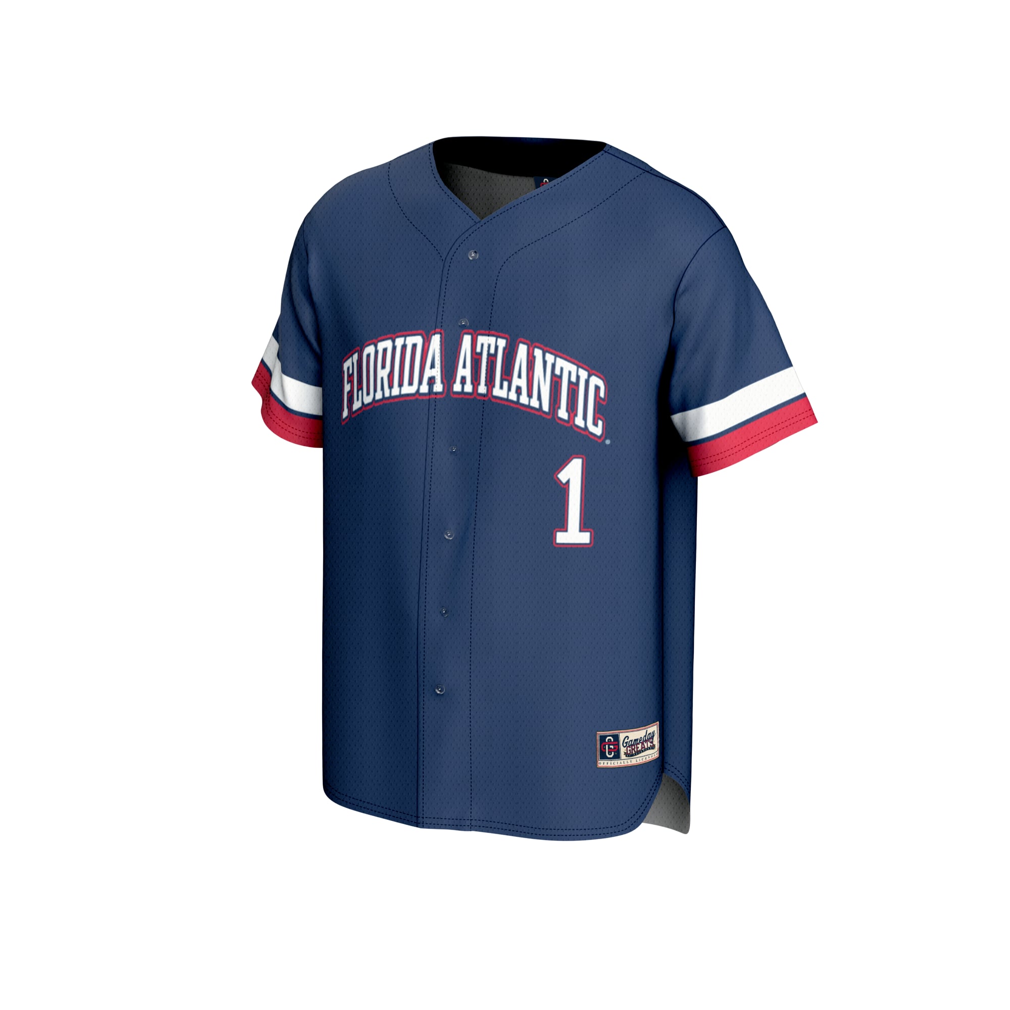 #1 Florida Atlantic Owls Unisex Collegiate Baseball Fashion Jersey Navy - front view