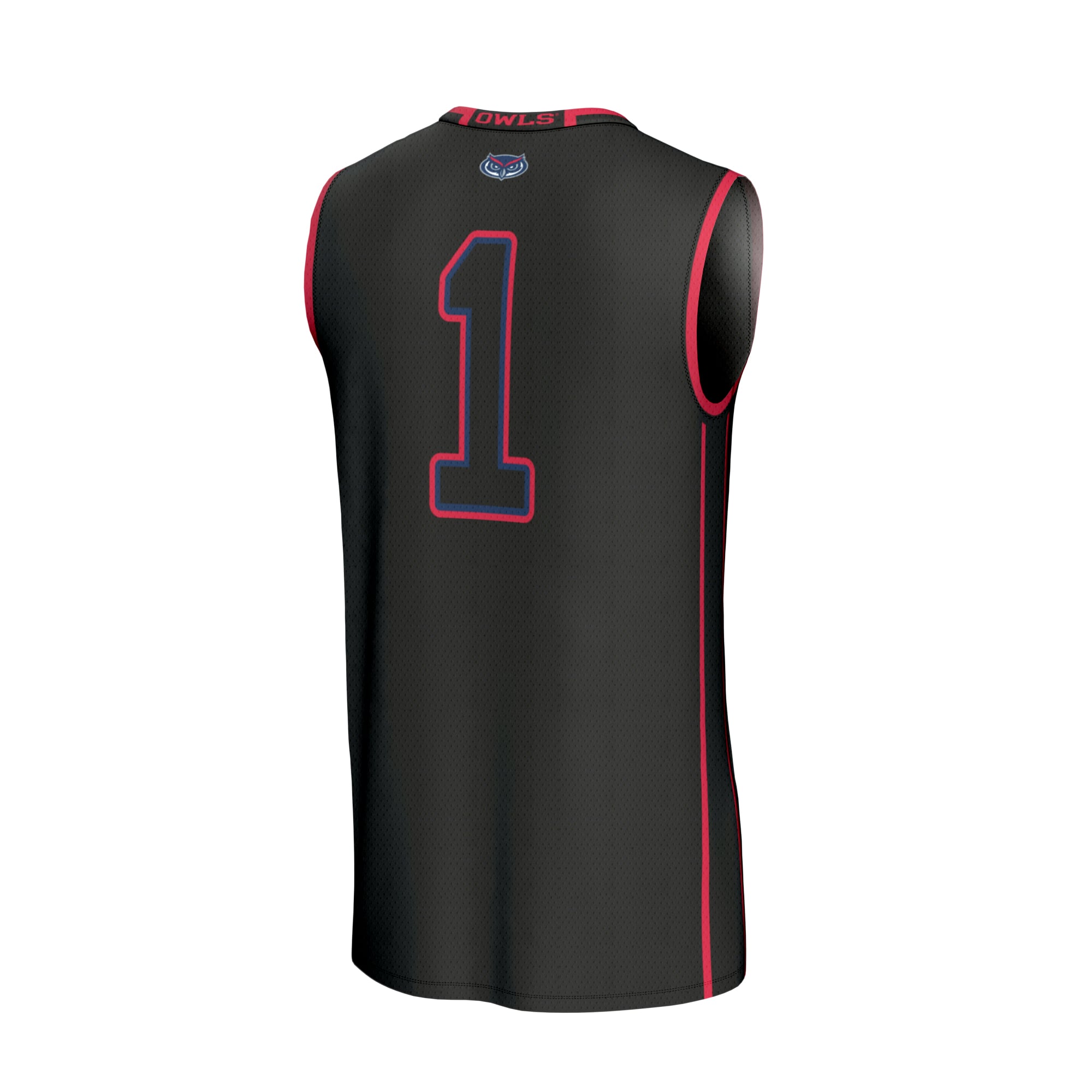 #1 Florida Atlantic Owls Unisex Lightweight Basketball Jersey Black - back view