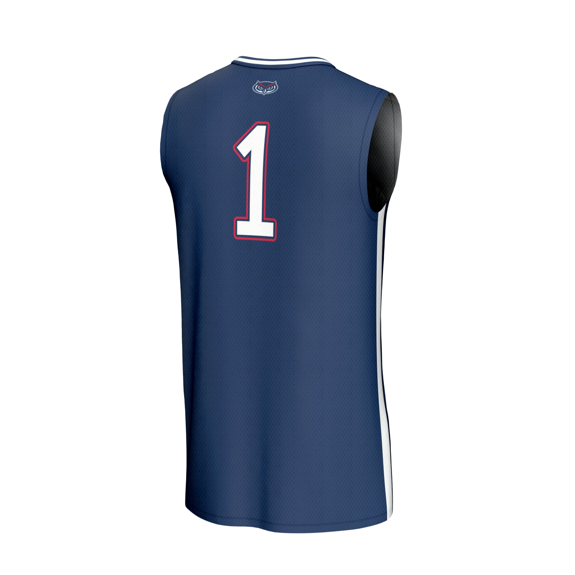 #1 Florida Atlantic Owls Unisex Lightweight Basketball Jersey Navy - back view