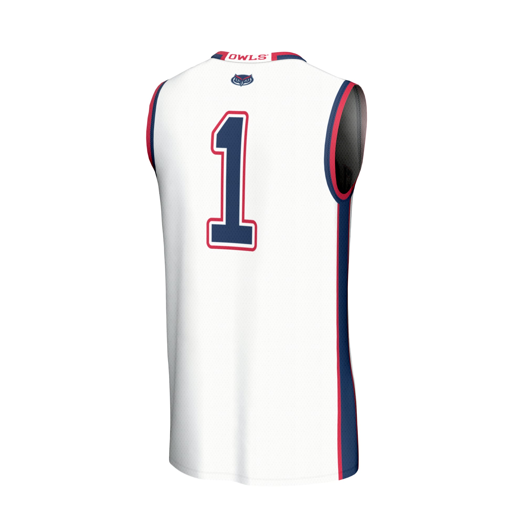 #1 Florida Atlantic Owls Unisex Lightweight Basketball Jersey White - back view