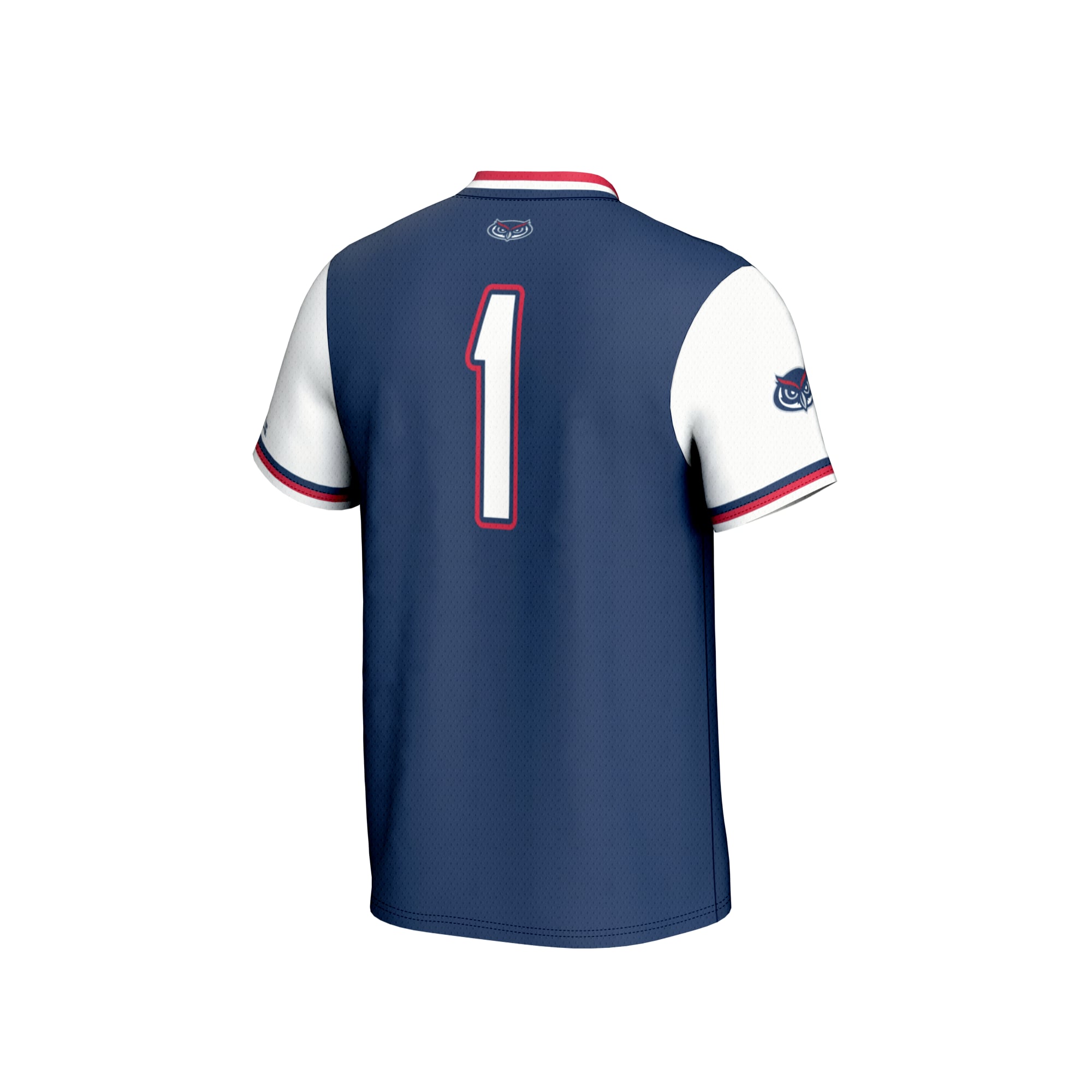 #1 Florida Atlantic Owls Unisex Lightweight Collegiate Softball Fashion Jersey Navy - back view