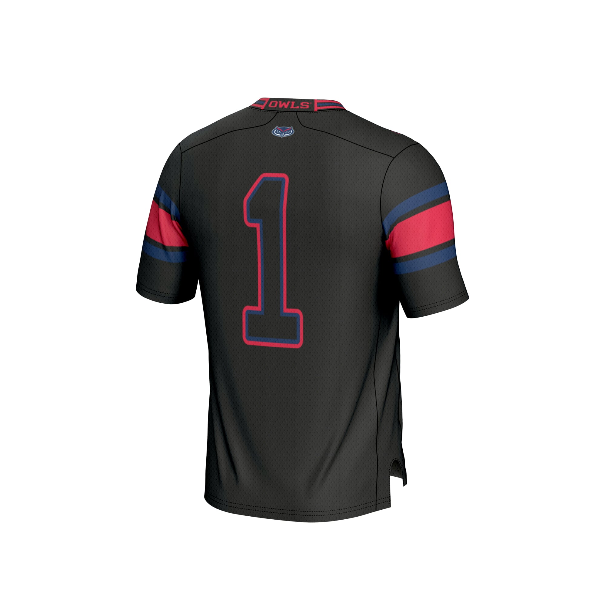 #1 Florida Atlantic Owls Unisex Lightweight Football Jersey Black - back view