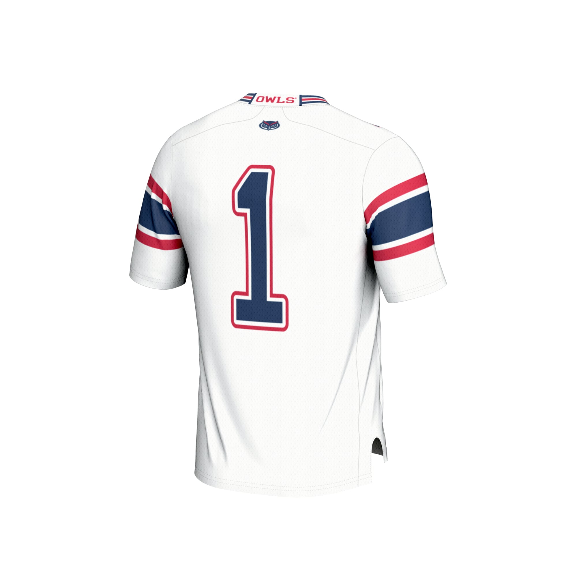 #1 Florida Atlantic Owls Unisex Lightweight Football Jersey White - back view